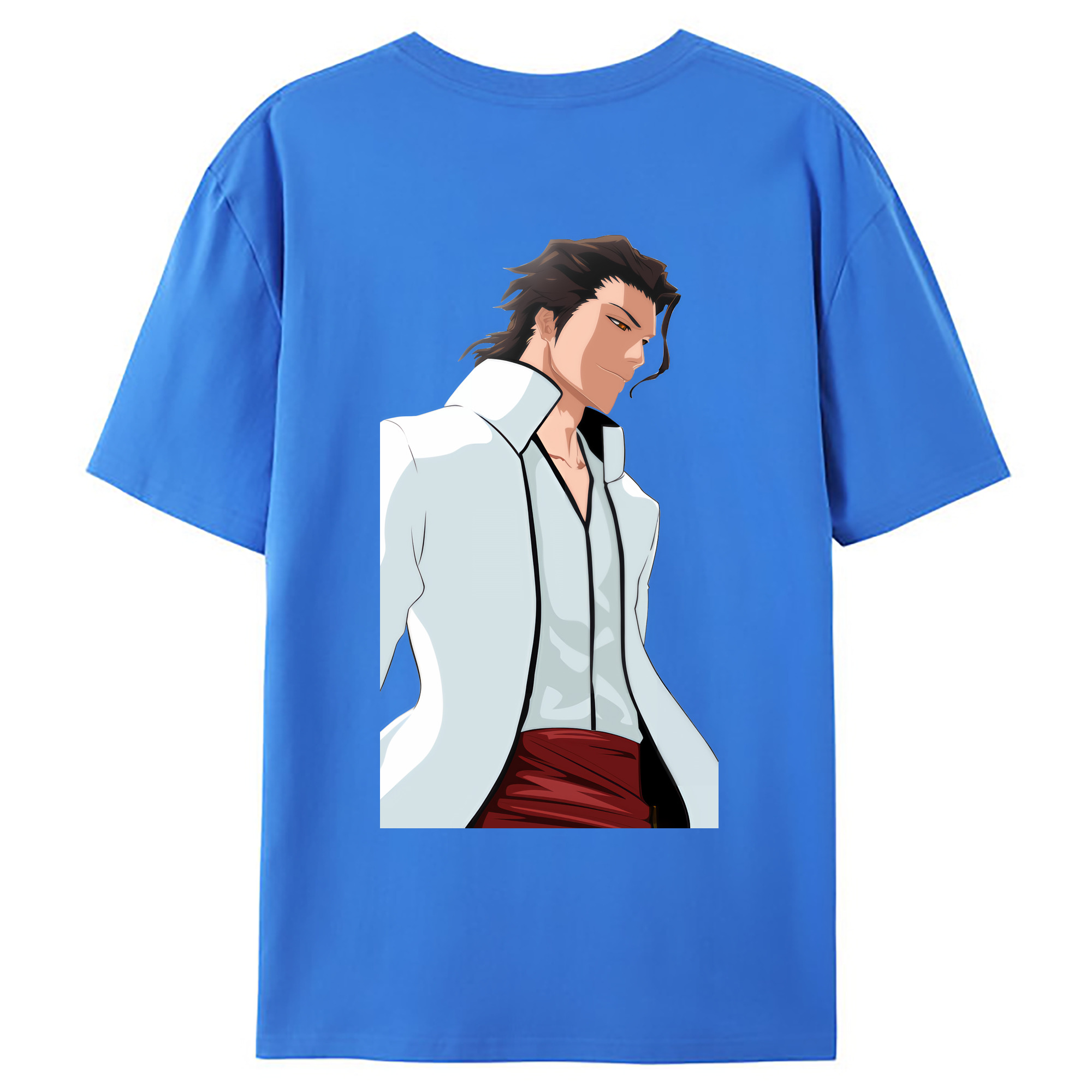 （画像用） ブリーチ 藍染 惣右介（あいぜん そうすけ） BLEACH Aizen Sousuke 綿100％ メンズ半袖Tシャツ（バックプリント） 通気性