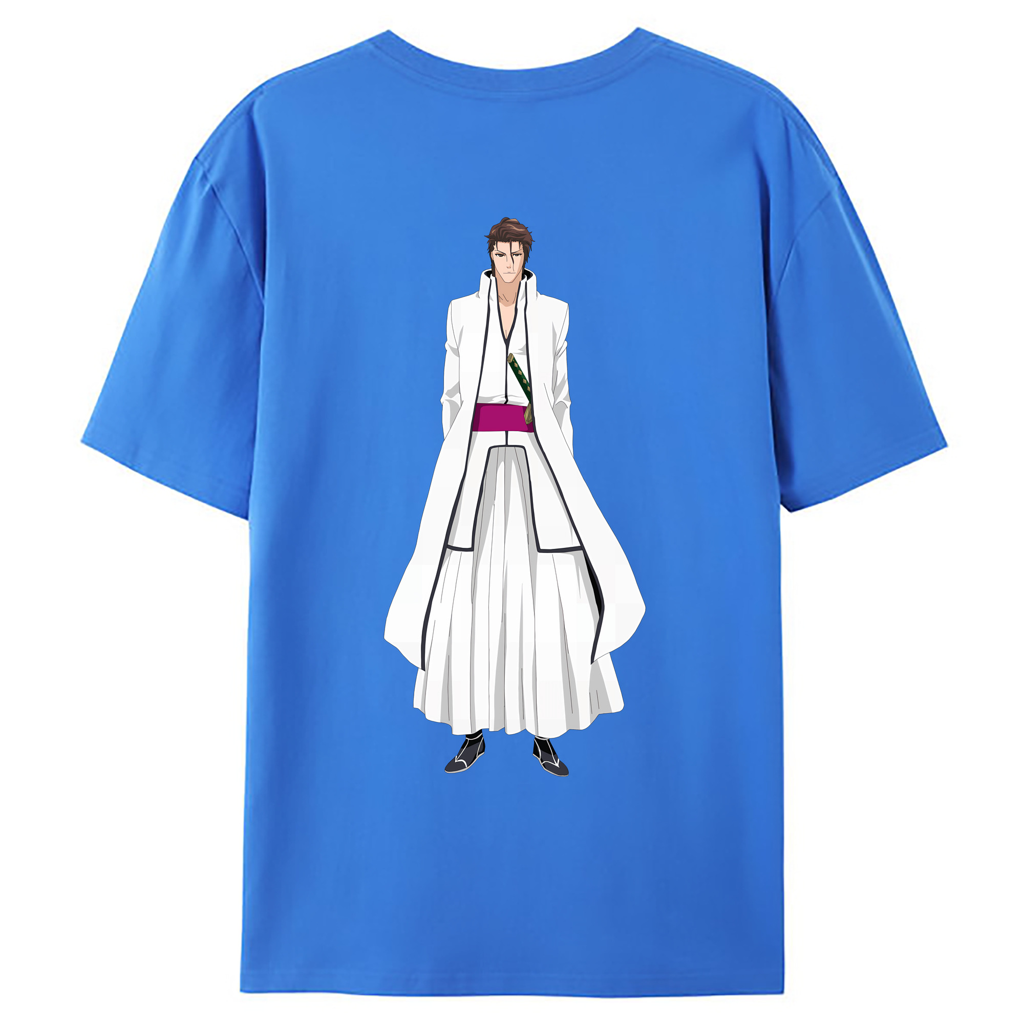 （画像用） ブリーチ 藍染 惣右介（あいぜん そうすけ） BLEACH Aizen Sousuke 綿100％ メンズ半袖Tシャツ（バックプリント） 通気性