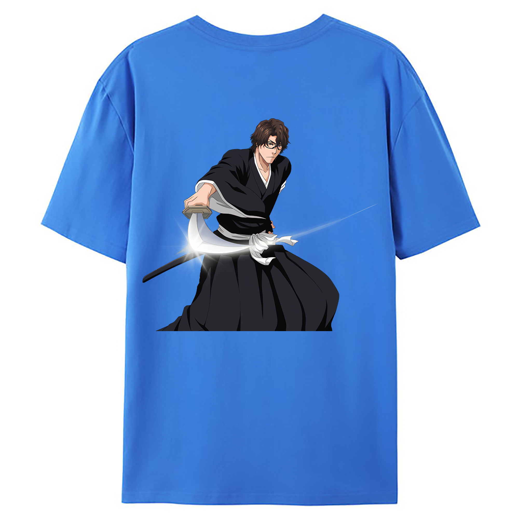 （画像用） ブリーチ 藍染 惣右介（あいぜん そうすけ） BLEACH Aizen Sousuke 綿100％ メンズ半袖Tシャツ（バックプリント） 通気性