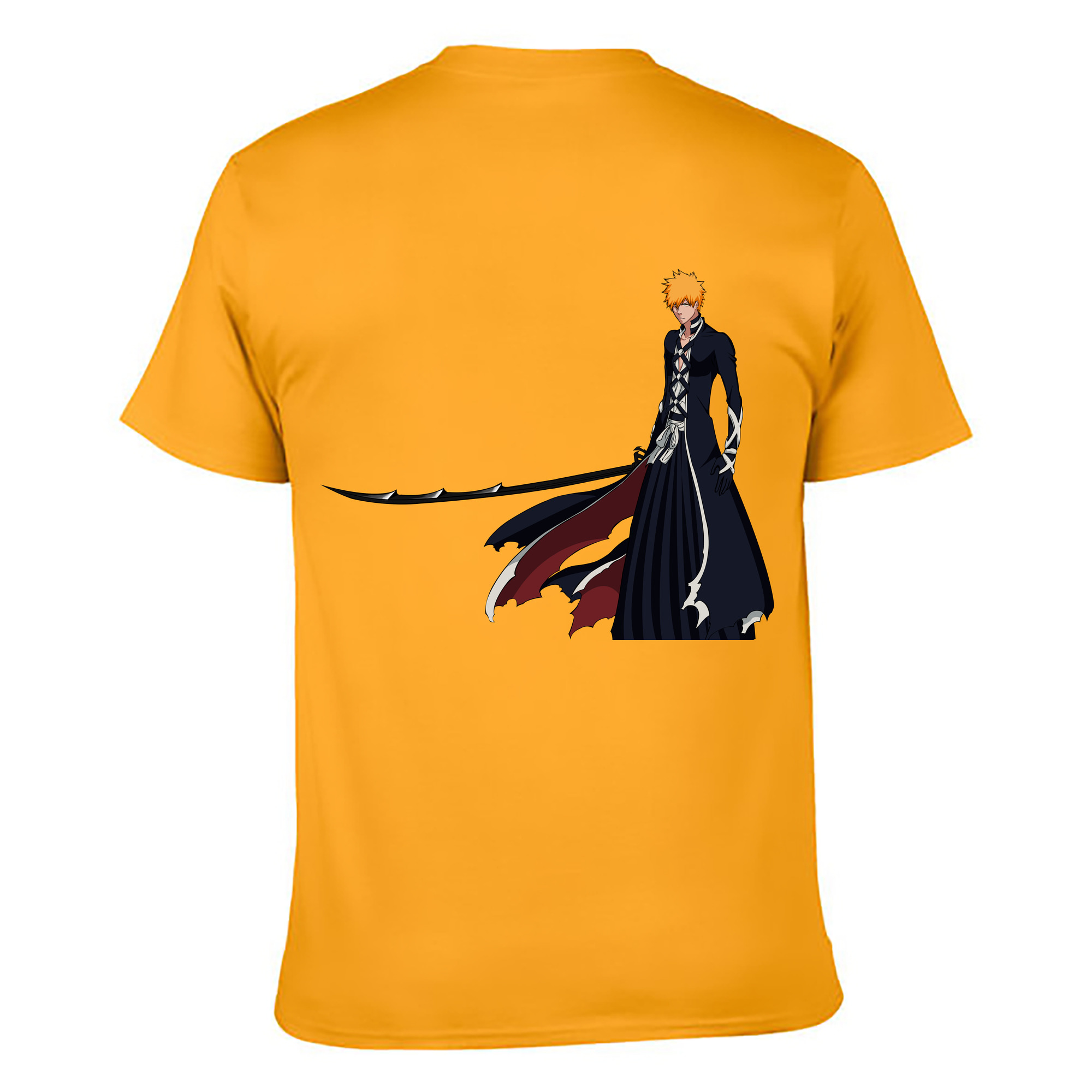 （画像用） ブリーチ 黒崎一護（くろさき いちご）BLEACH Kurosaki Ichigo 綿100％ メンズ半袖Tシャツ（バックプリント） 通気性