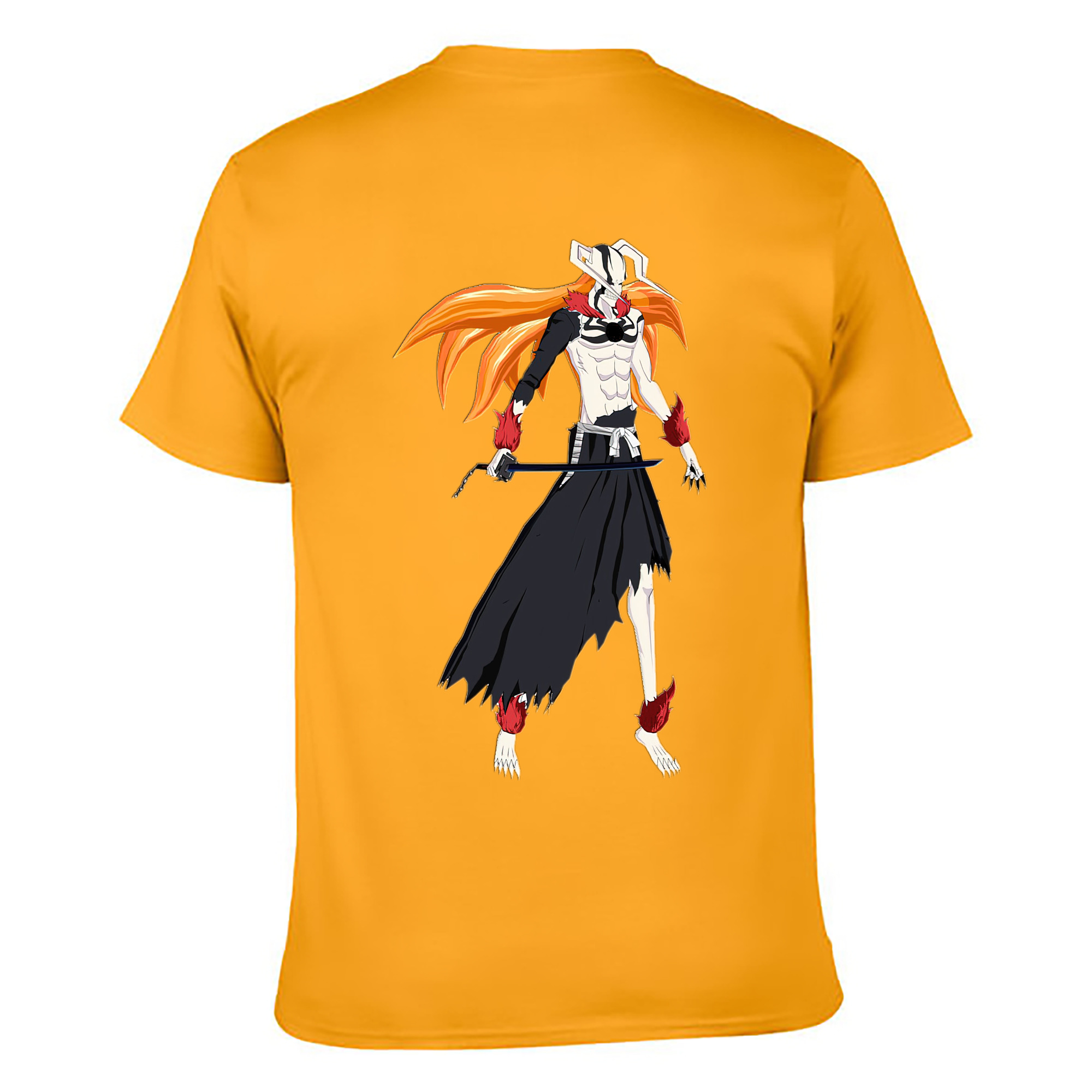 （画像用） ブリーチ 黒崎一護（くろさき いちご）BLEACH Kurosaki Ichigo 綿100％ メンズ半袖Tシャツ（バックプリント） 通気性