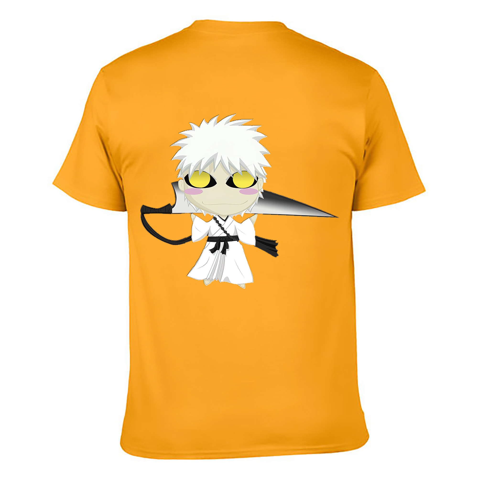 （画像用） ブリーチ 黒崎一護（くろさき いちご）BLEACH Kurosaki Ichigo 綿100％ メンズ半袖Tシャツ（バックプリント） 通気性