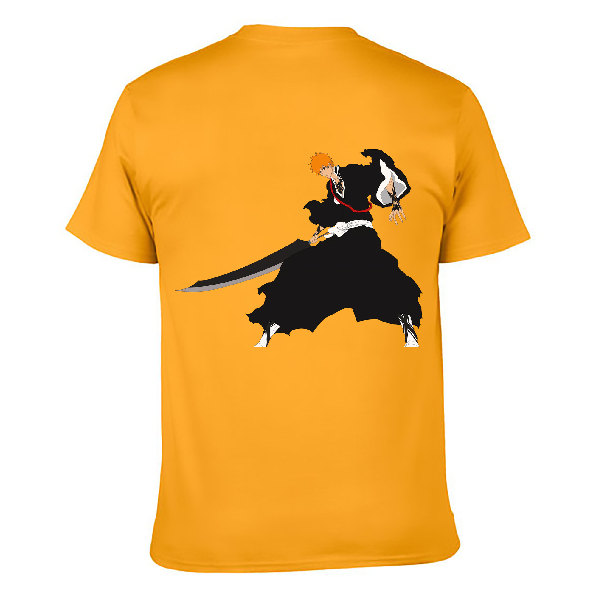 （画像用） ブリーチ 黒崎一護（くろさき いちご）BLEACH Kurosaki Ichigo 綿100％ メンズ半袖Tシャツ（バックプリント） 通気性