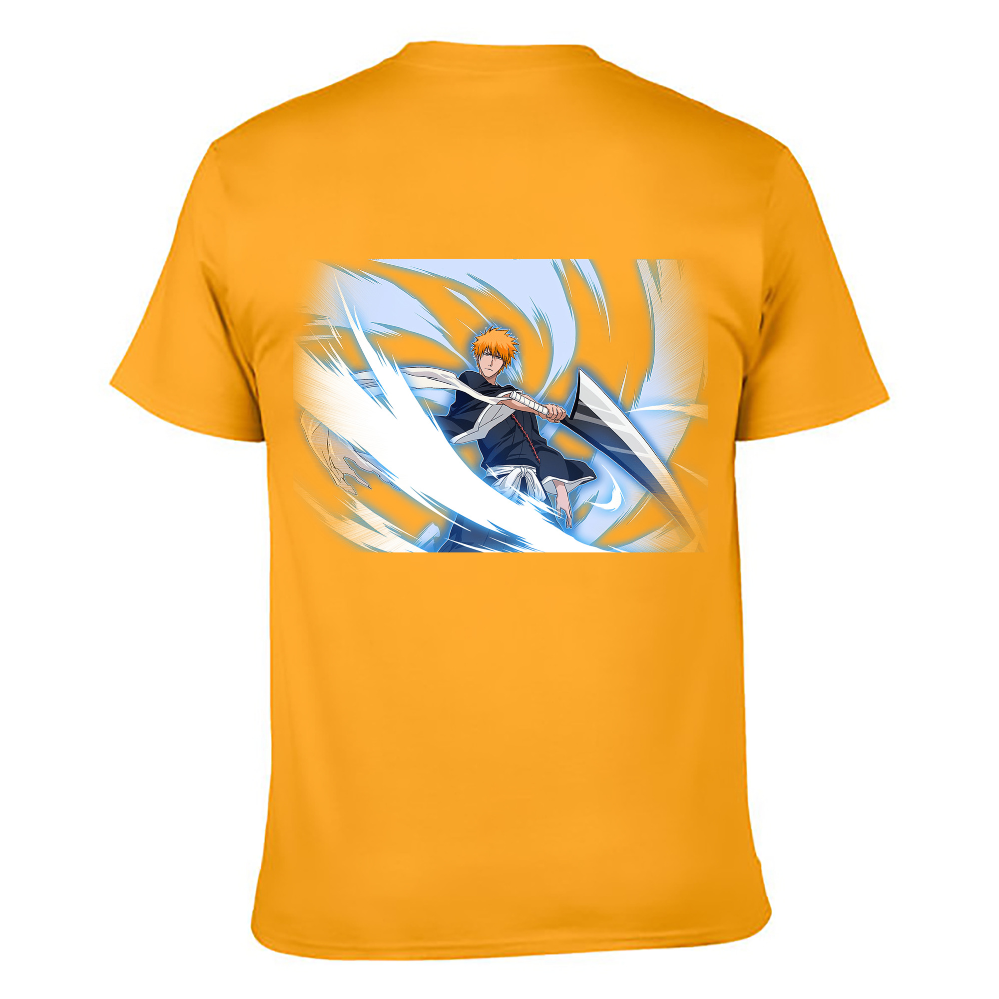 （画像用） ブリーチ 黒崎一護（くろさき いちご）BLEACH Kurosaki Ichigo 綿100％ メンズ半袖Tシャツ（バックプリント） 通気性