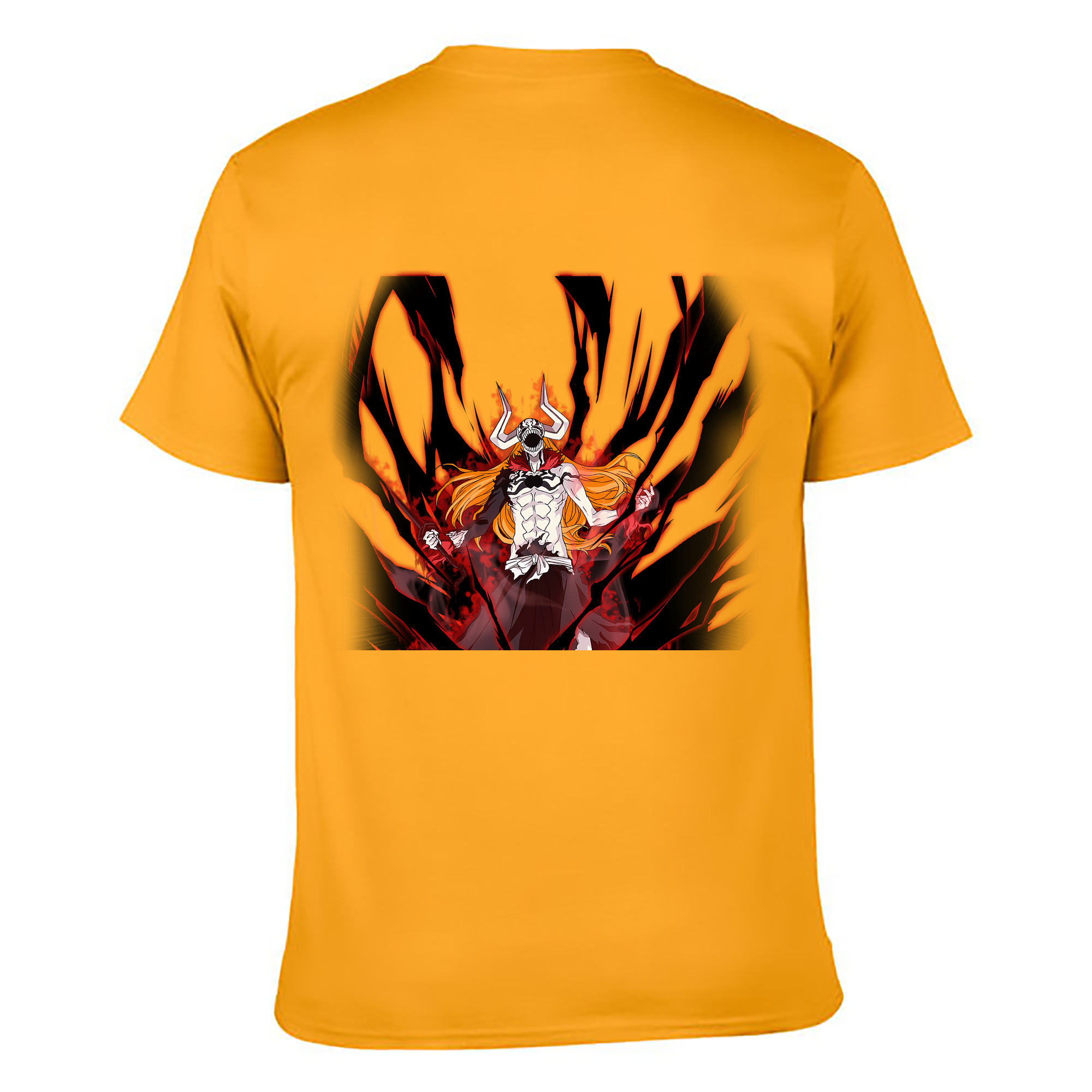（画像用） ブリーチ 黒崎一護（くろさき いちご）BLEACH Kurosaki Ichigo 綿100％ メンズ半袖Tシャツ（バックプリント） 通気性