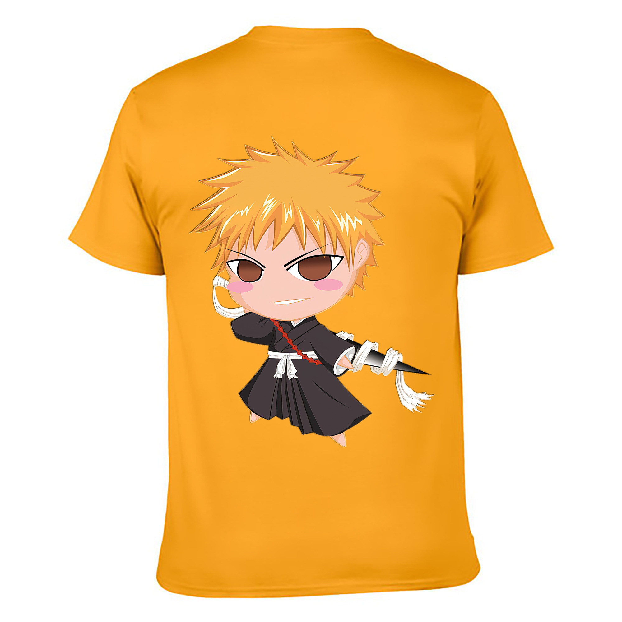 （画像用） ブリーチ 黒崎一護（くろさき いちご）BLEACH Kurosaki Ichigo 綿100％ メンズ半袖Tシャツ（バックプリント） 通気性