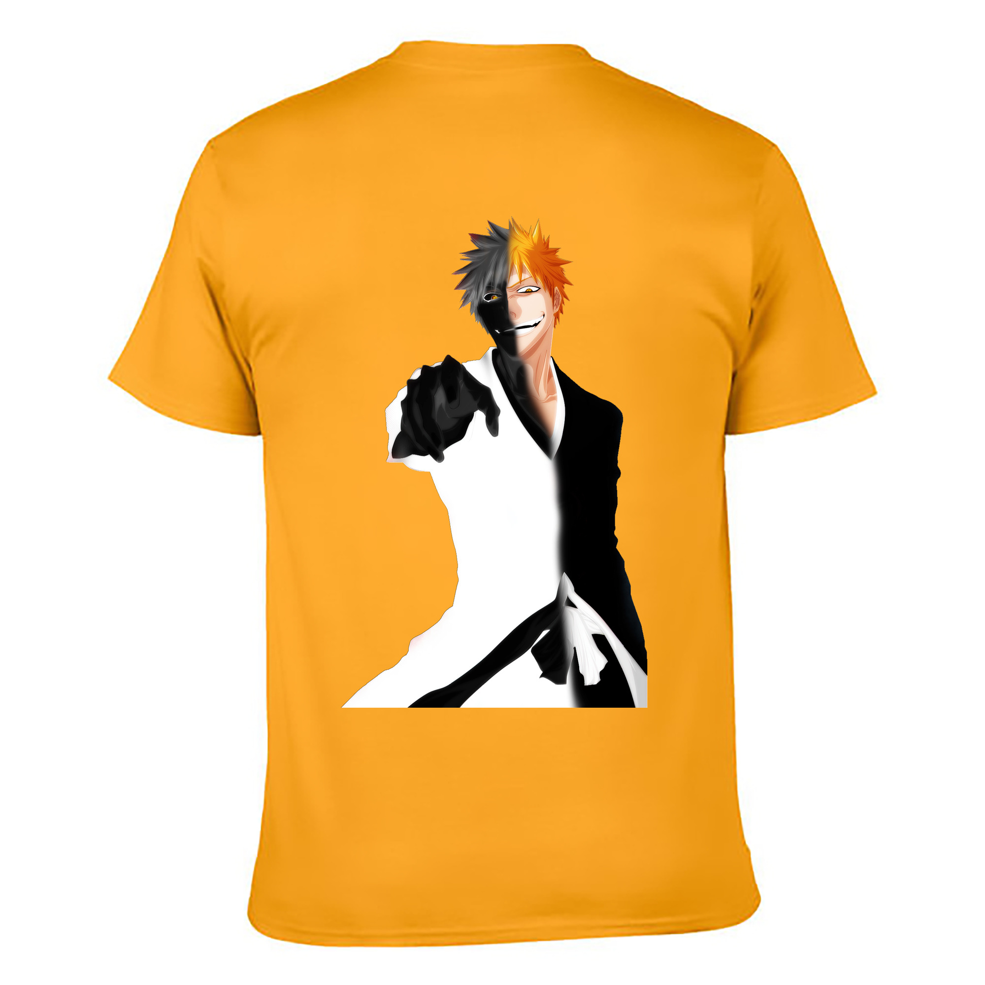 （画像用） ブリーチ 黒崎一護（くろさき いちご）BLEACH Kurosaki Ichigo 綿100％ メンズ半袖Tシャツ（バックプリント） 通気性