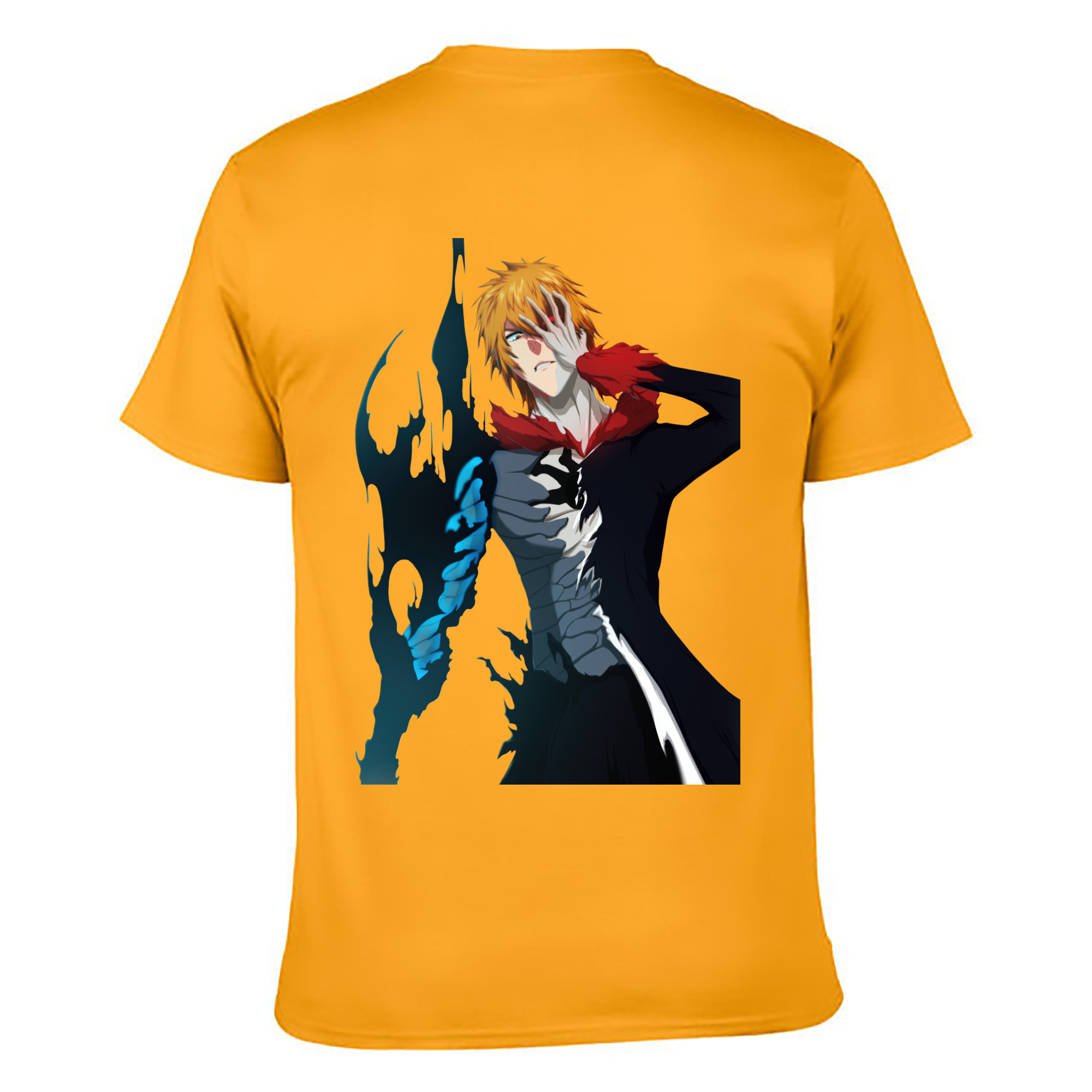 （画像用） ブリーチ 黒崎一護（くろさき いちご）BLEACH Kurosaki Ichigo 綿100％ メンズ半袖Tシャツ（バックプリント） 通気性