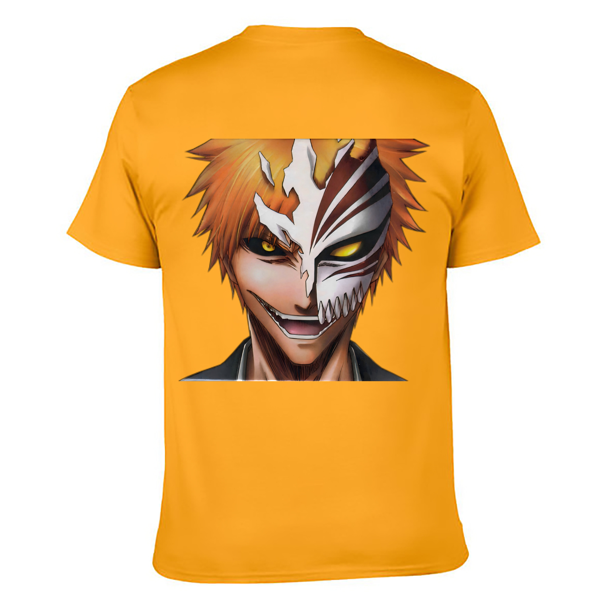 （画像用） ブリーチ 黒崎一護（くろさき いちご）BLEACH Kurosaki Ichigo 綿100％ メンズ半袖Tシャツ（バックプリント） 通気性