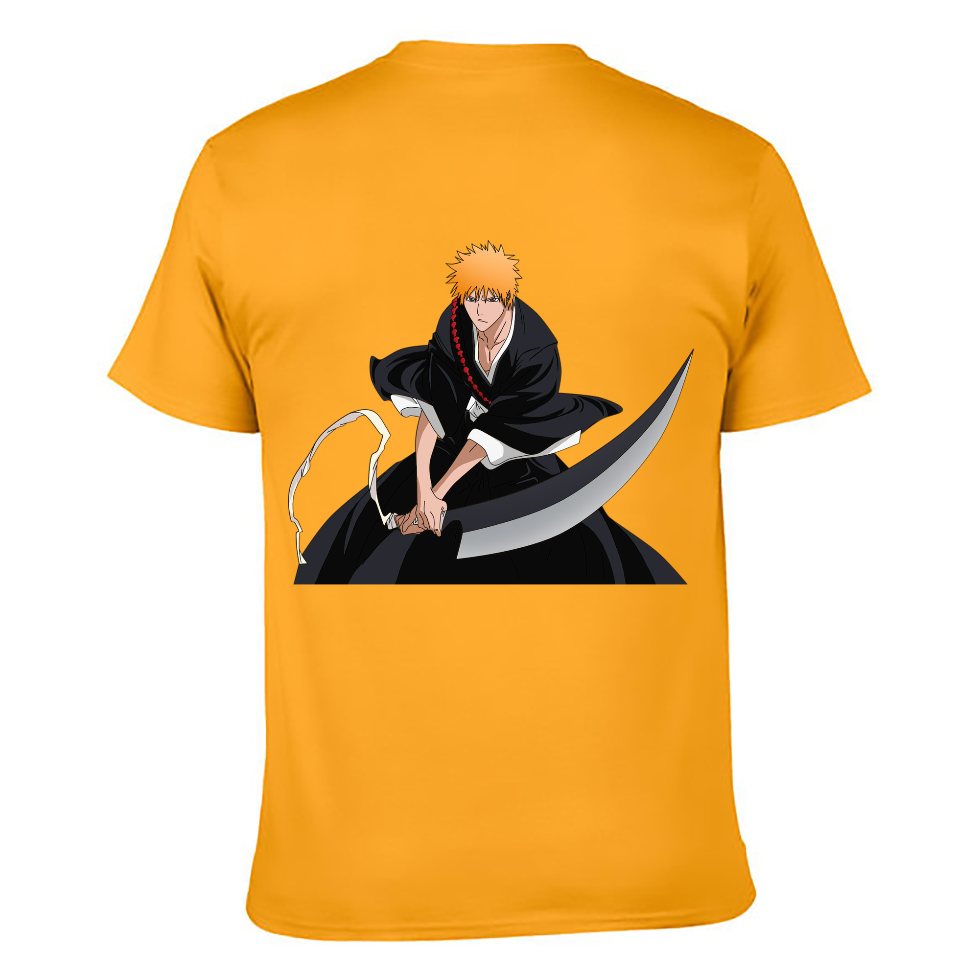 （画像用） ブリーチ 黒崎一護（くろさき いちご）BLEACH Kurosaki Ichigo 綿100％ メンズ半袖Tシャツ（バックプリント） 通気性