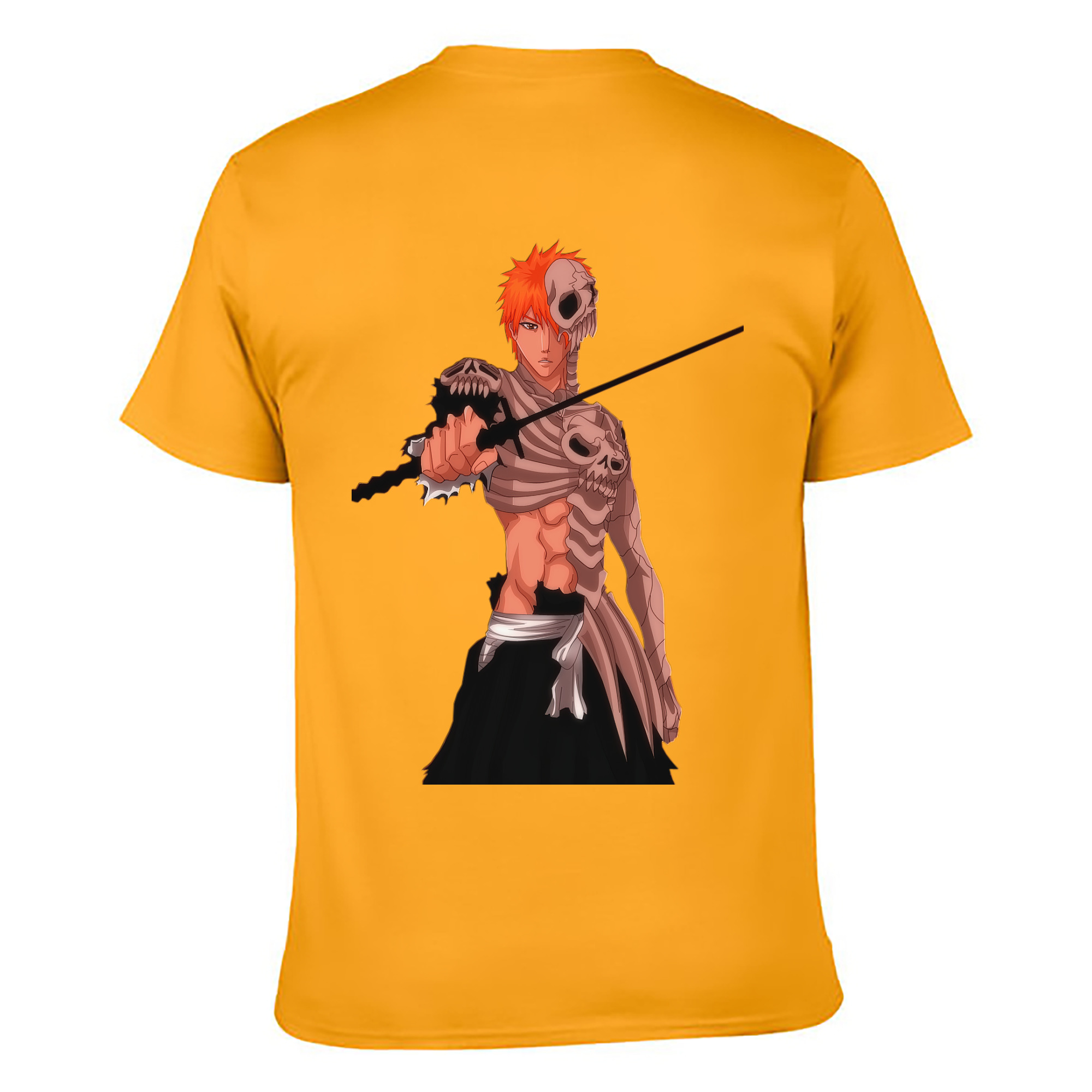 （画像用） ブリーチ 黒崎一護（くろさき いちご）BLEACH Kurosaki Ichigo 綿100％ メンズ半袖Tシャツ（バックプリント） 通気性