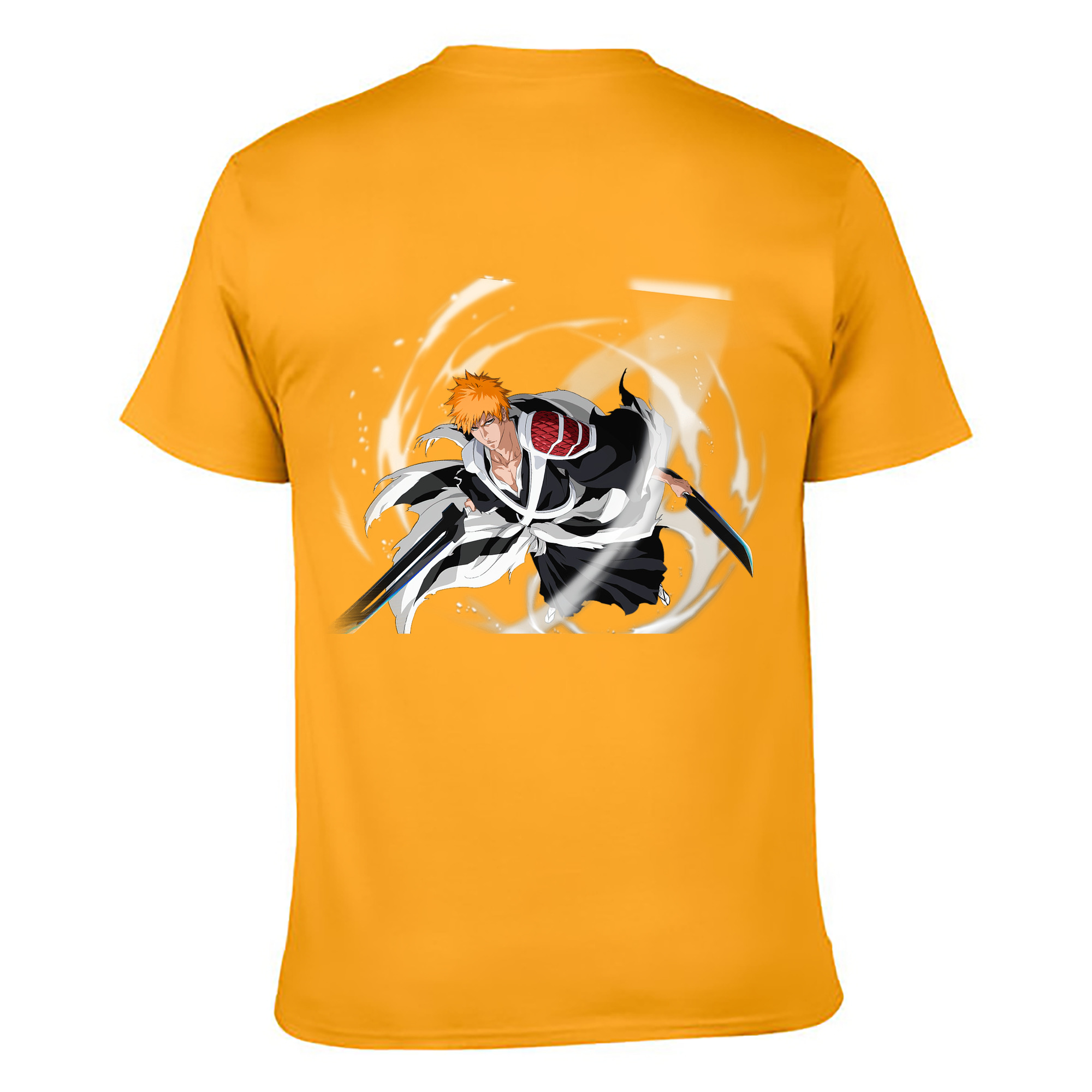 （画像用） ブリーチ 黒崎一護（くろさき いちご）BLEACH Kurosaki Ichigo 綿100％ メンズ半袖Tシャツ（バックプリント） 通気性