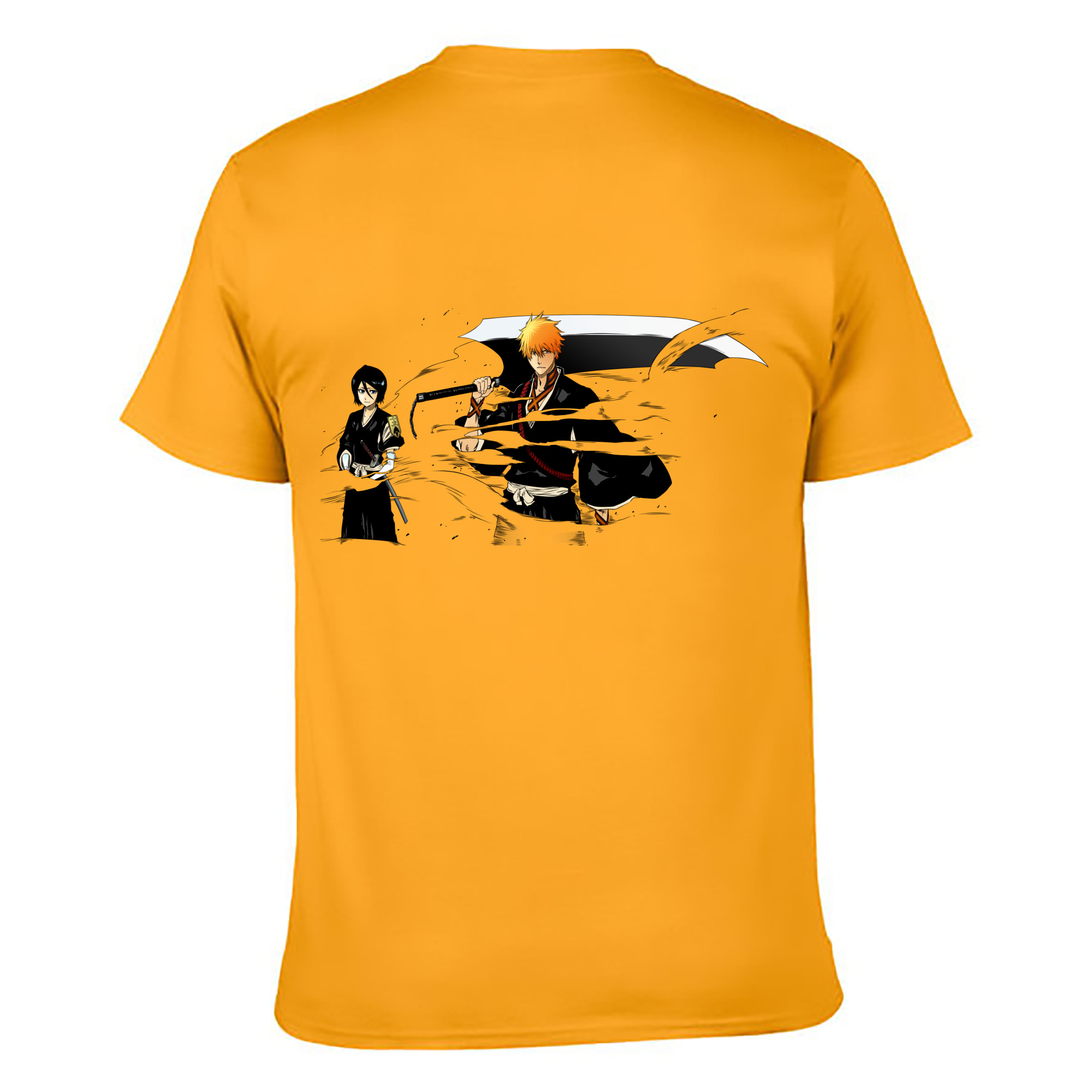 （画像用） ブリーチ 黒崎一護（くろさき いちご）BLEACH Kurosaki Ichigo 綿100％ メンズ半袖Tシャツ（バックプリント） 通気性