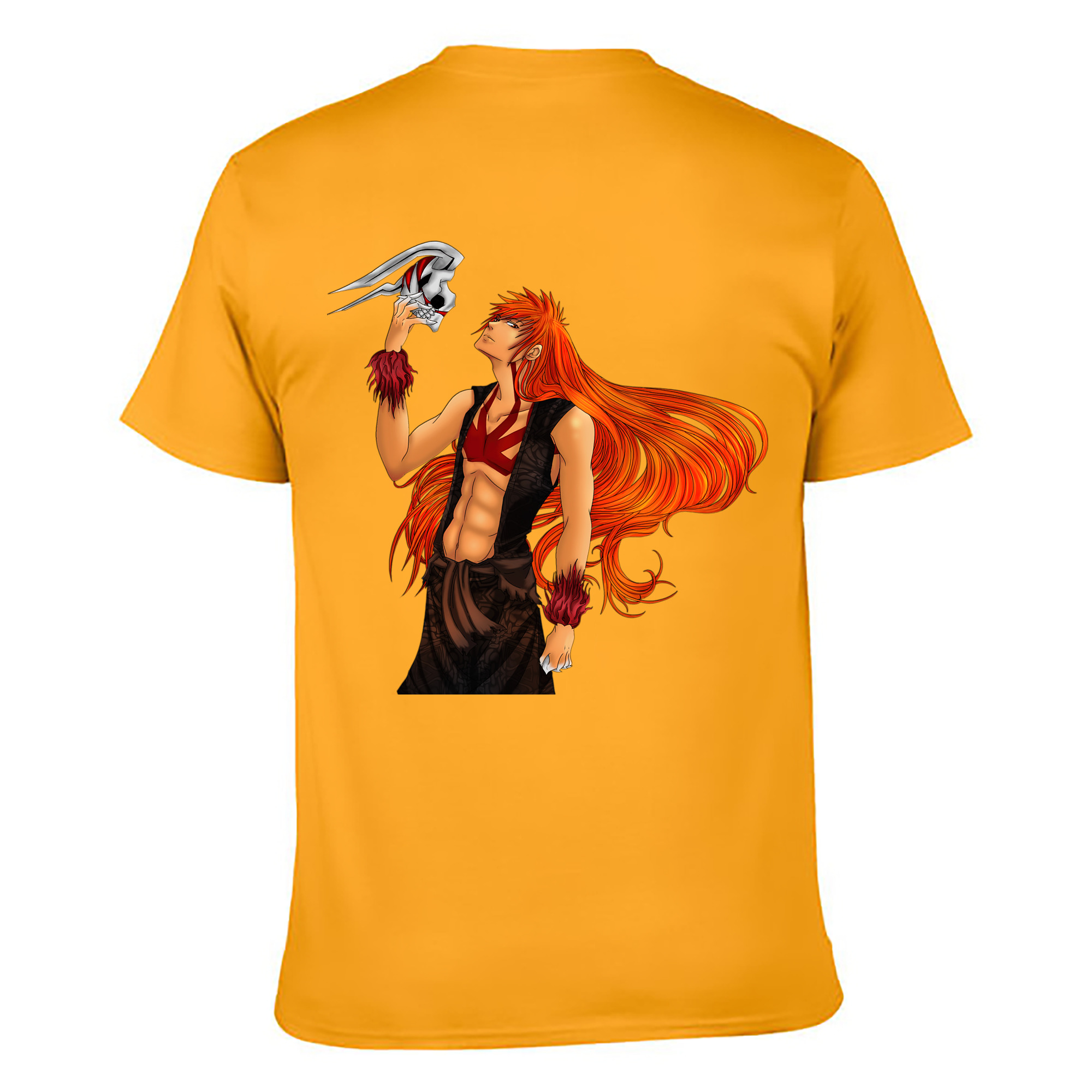 （画像用） ブリーチ 黒崎一護（くろさき いちご）BLEACH Kurosaki Ichigo 綿100％ メンズ半袖Tシャツ（バックプリント） 通気性