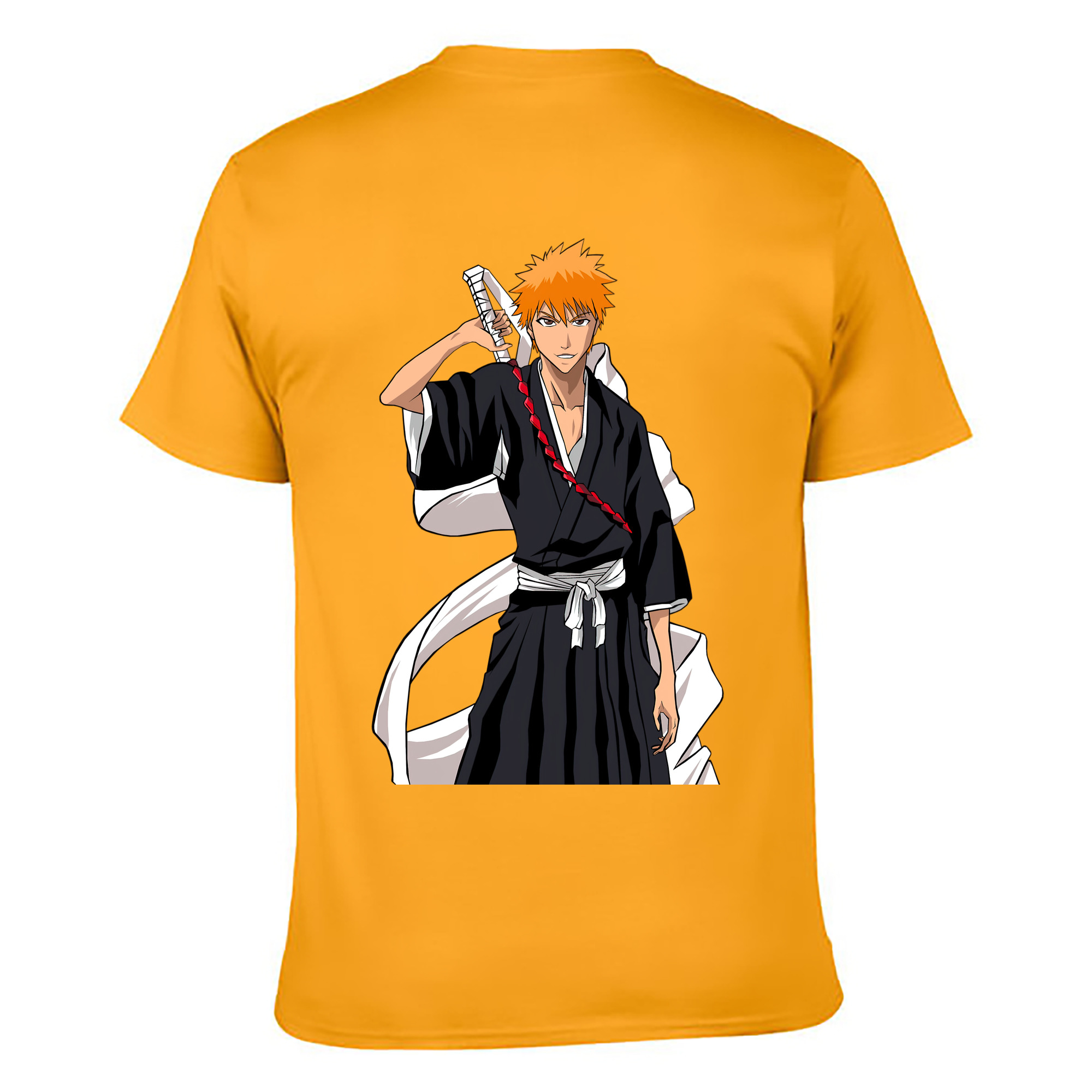 （画像用） ブリーチ 黒崎一護（くろさき いちご）BLEACH Kurosaki Ichigo 綿100％ メンズ半袖Tシャツ（バックプリント） 通気性