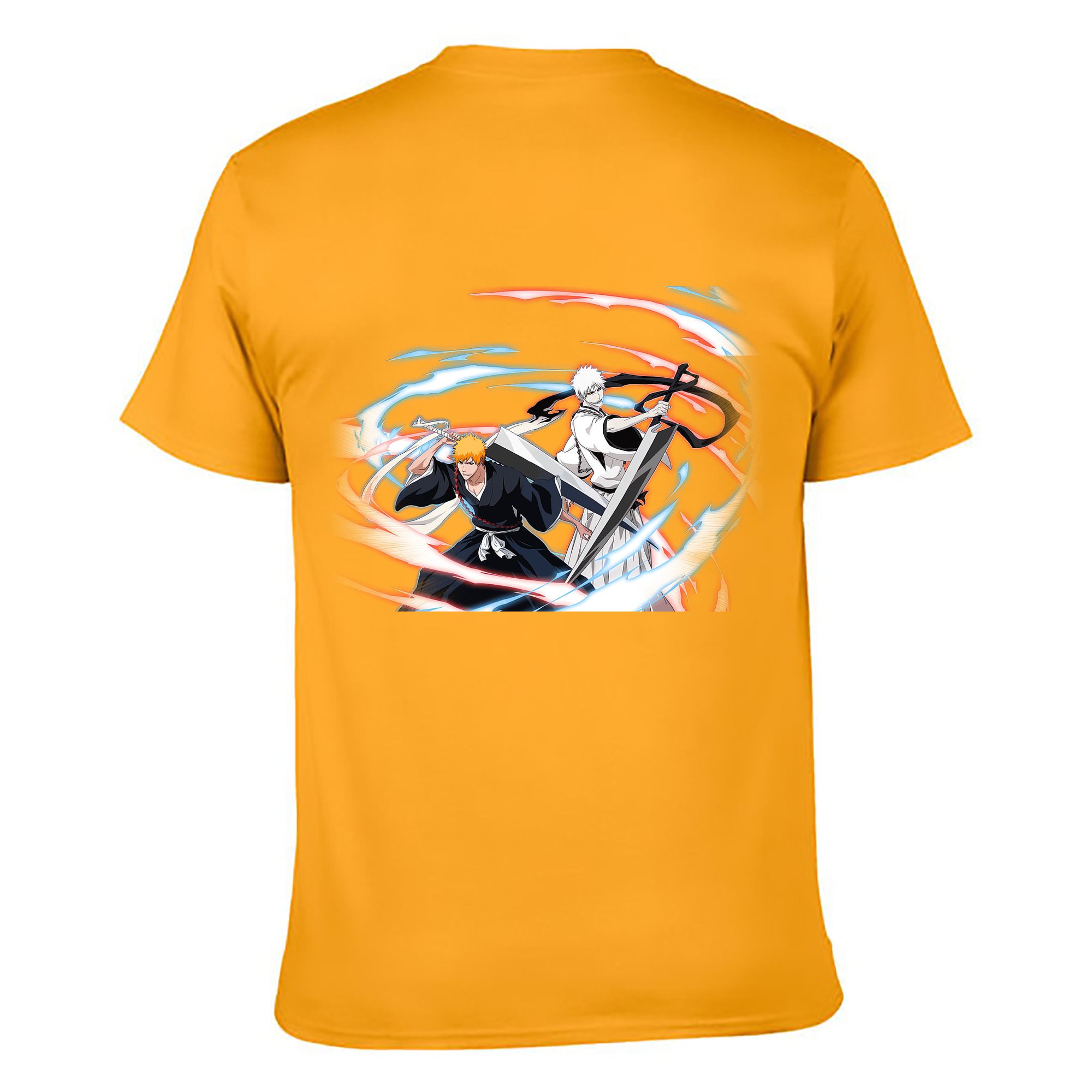 （画像用） ブリーチ 黒崎一護（くろさき いちご）BLEACH Kurosaki Ichigo 綿100％ メンズ半袖Tシャツ（バックプリント） 通気性