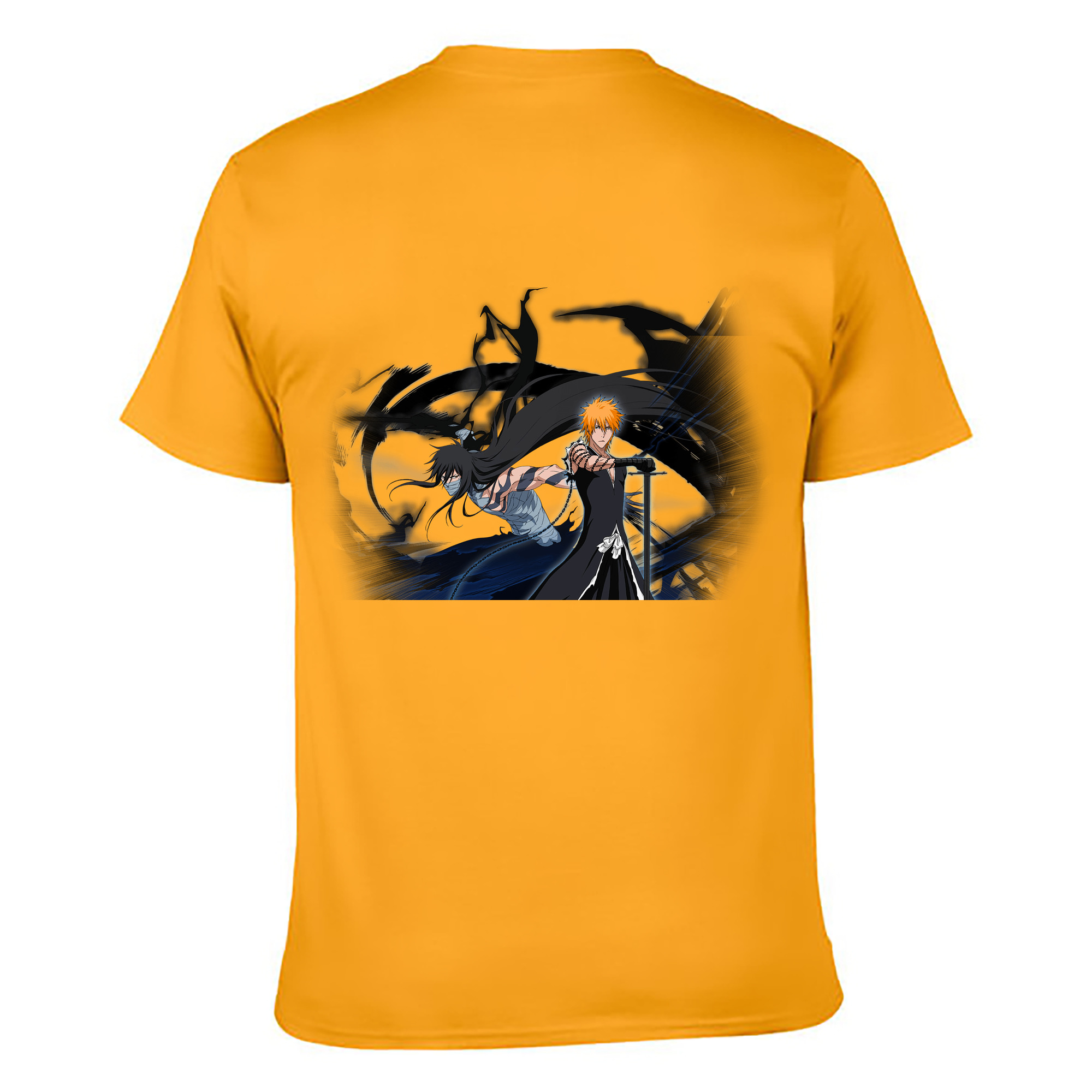 （画像用） ブリーチ 黒崎一護（くろさき いちご）BLEACH Kurosaki Ichigo 綿100％ メンズ半袖Tシャツ（バックプリント） 通気性