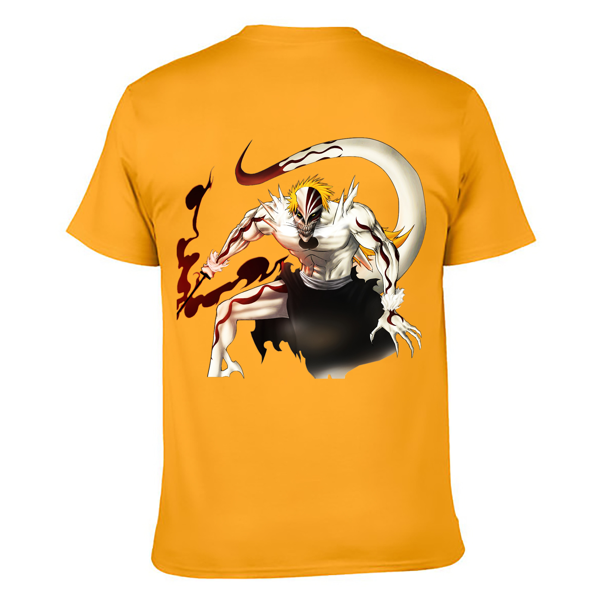 （画像用） ブリーチ 黒崎一護（くろさき いちご）BLEACH Kurosaki Ichigo 綿100％ メンズ半袖Tシャツ（バックプリント） 通気性