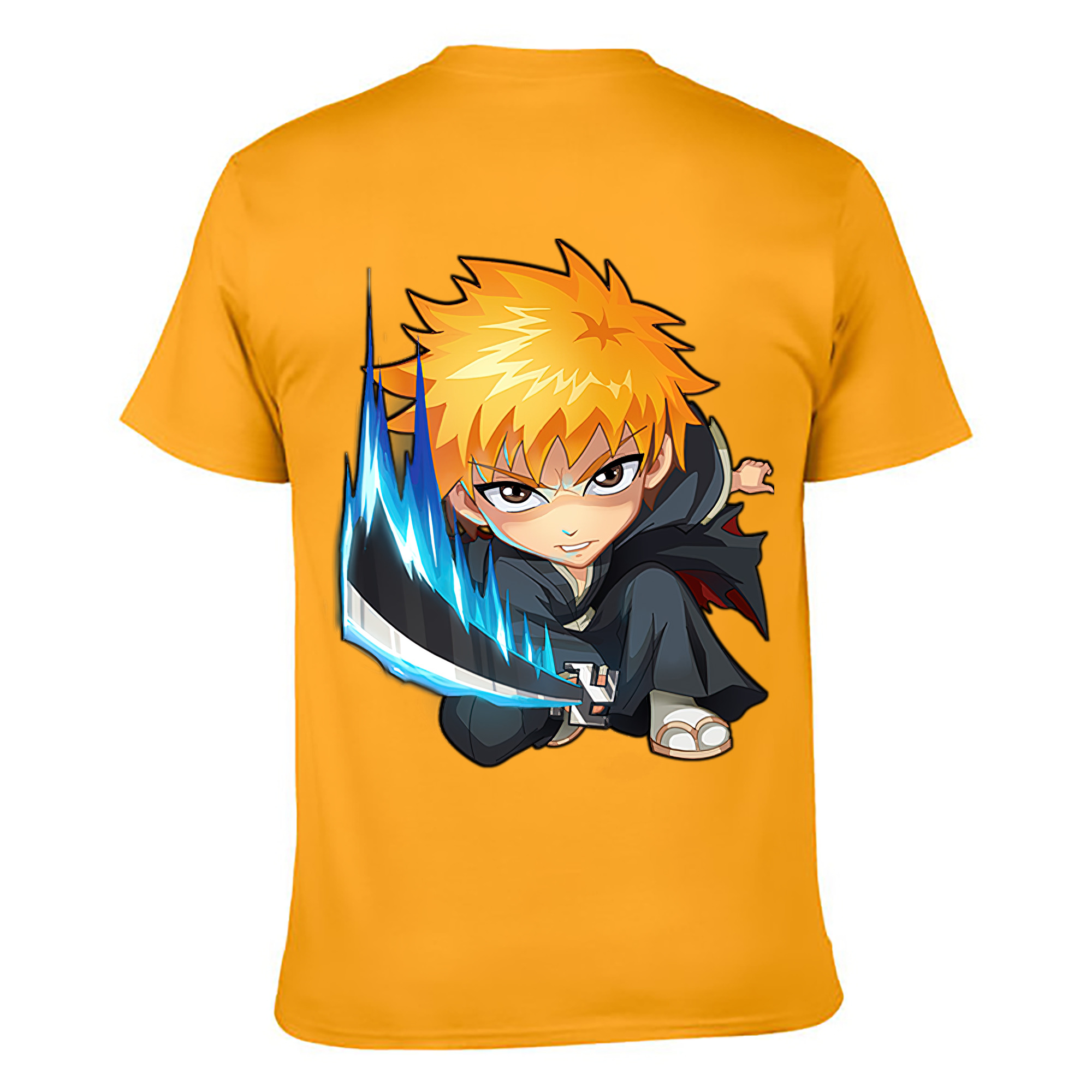 （画像用） ブリーチ 黒崎一護（くろさき いちご）BLEACH Kurosaki Ichigo 綿100％ メンズ半袖Tシャツ（バックプリント） 通気性