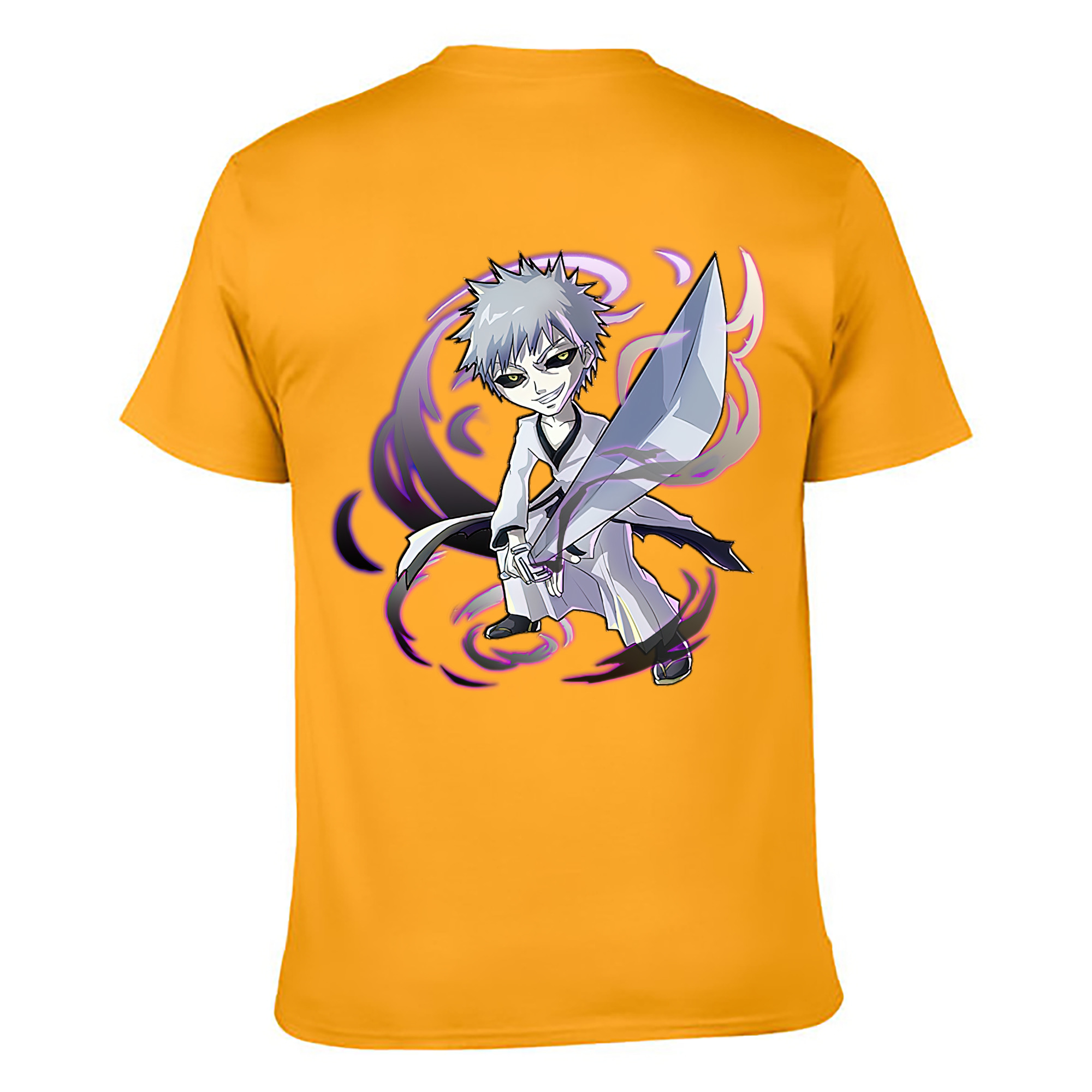 （画像用） ブリーチ 黒崎一護（くろさき いちご）BLEACH Kurosaki Ichigo 綿100％ メンズ半袖Tシャツ（バックプリント） 通気性