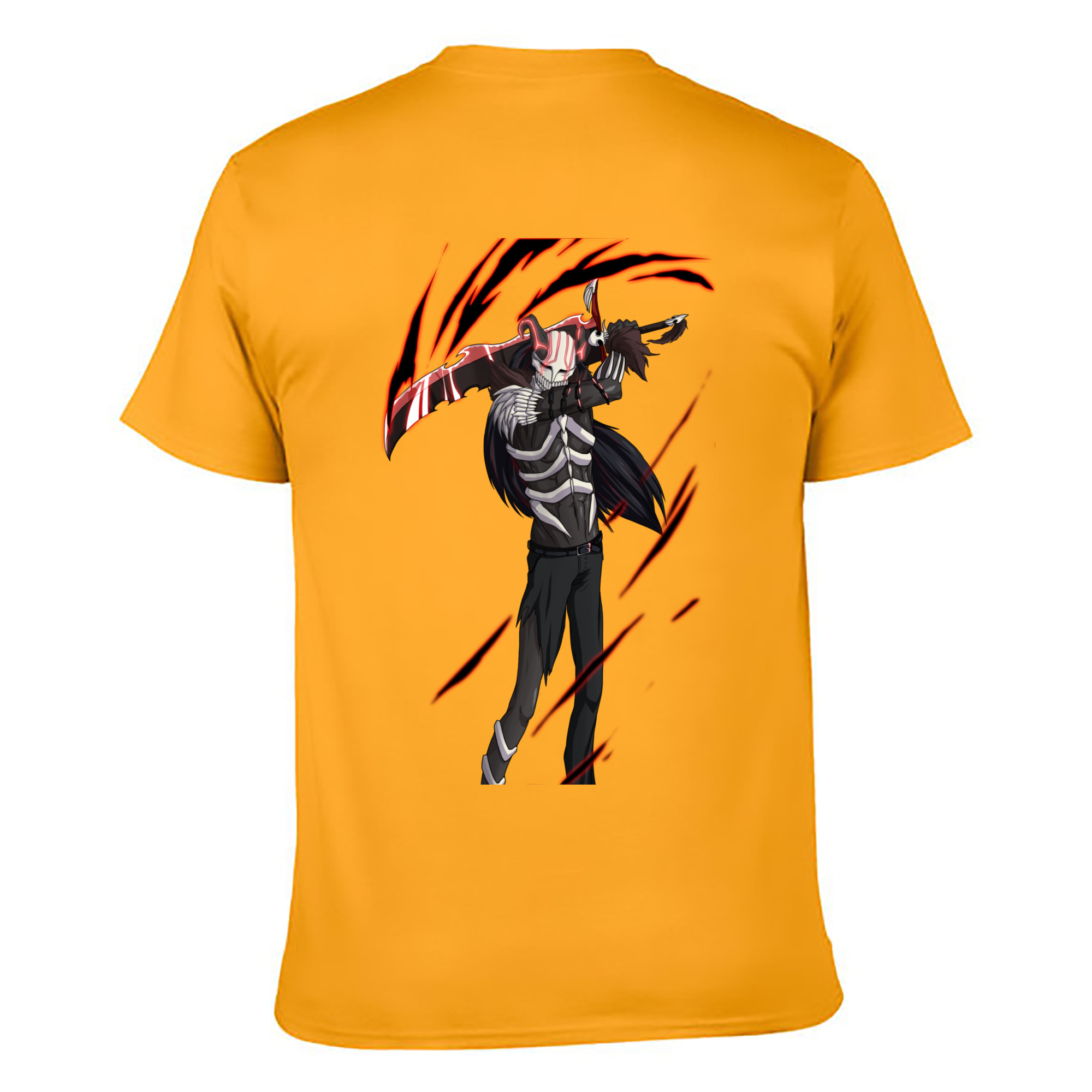 （画像用） ブリーチ 黒崎一護（くろさき いちご）BLEACH Kurosaki Ichigo 綿100％ メンズ半袖Tシャツ（バックプリント） 通気性