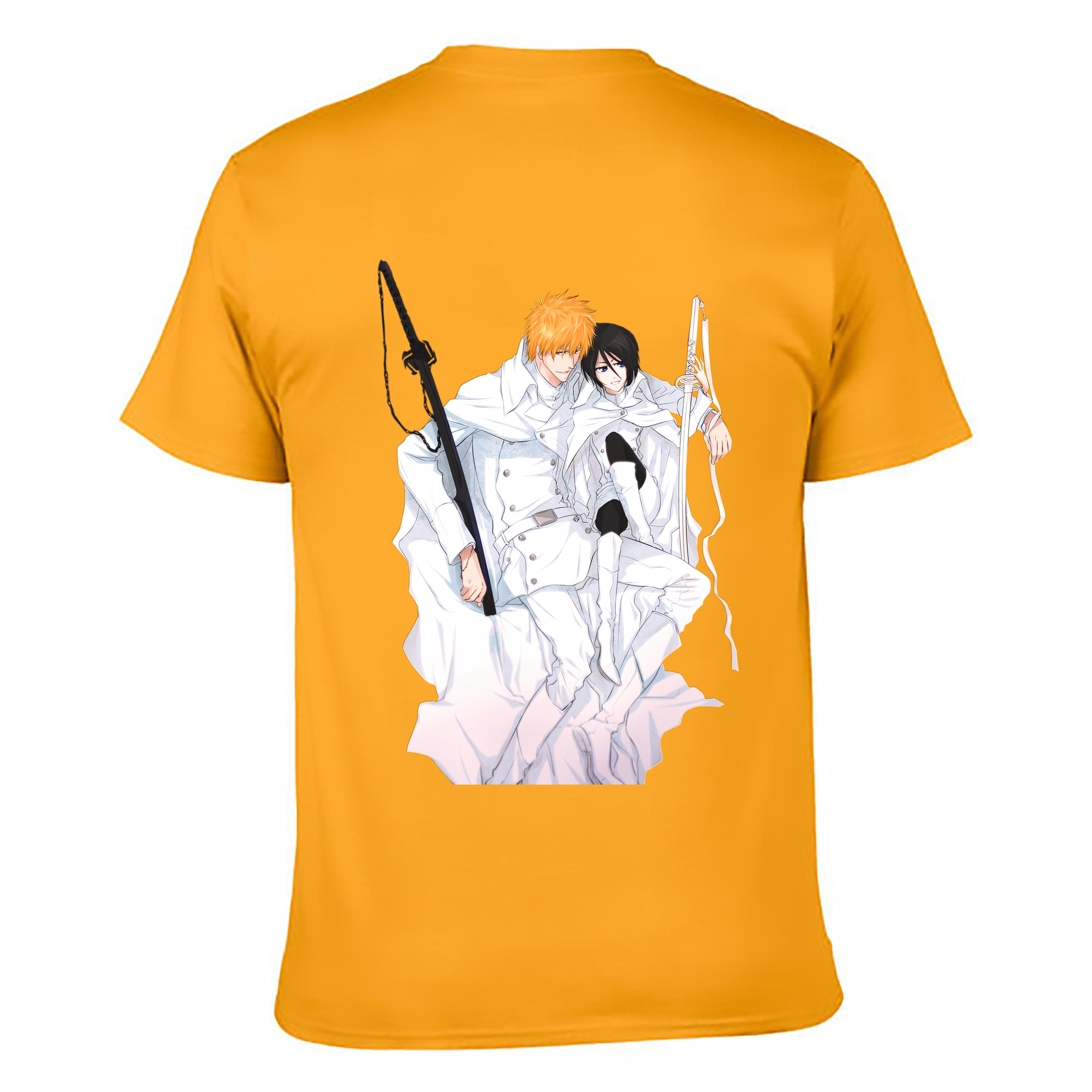 （画像用） ブリーチ 黒崎一護（くろさき いちご）BLEACH Kurosaki Ichigo 綿100％ メンズ半袖Tシャツ（バックプリント） 通気性