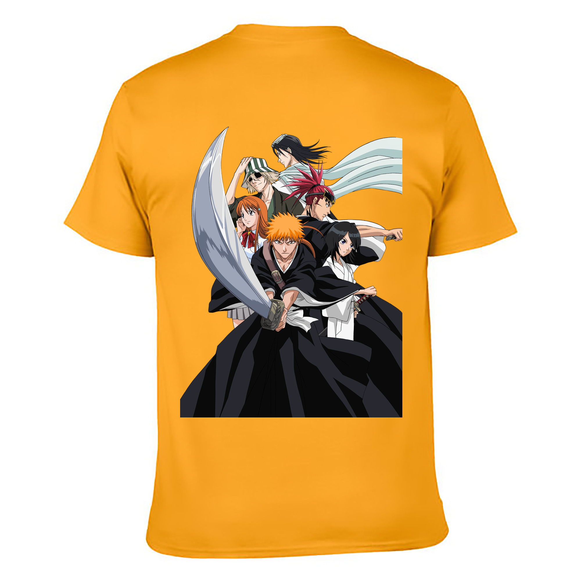 （画像用） ブリーチ 黒崎一護（くろさき いちご）BLEACH Kurosaki Ichigo 綿100％ メンズ半袖Tシャツ（バックプリント） 通気性