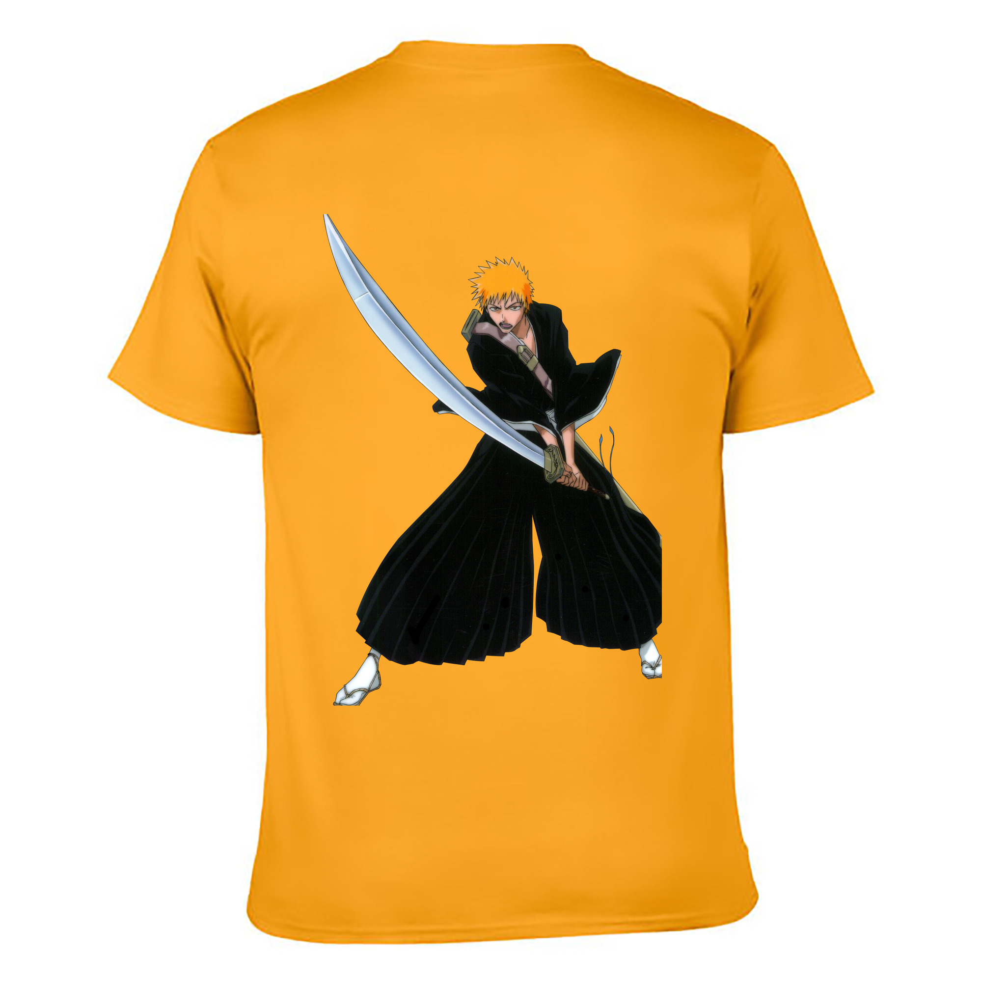 （画像用） ブリーチ 黒崎一護（くろさき いちご）BLEACH Kurosaki Ichigo 綿100％ メンズ半袖Tシャツ（バックプリント） 通気性