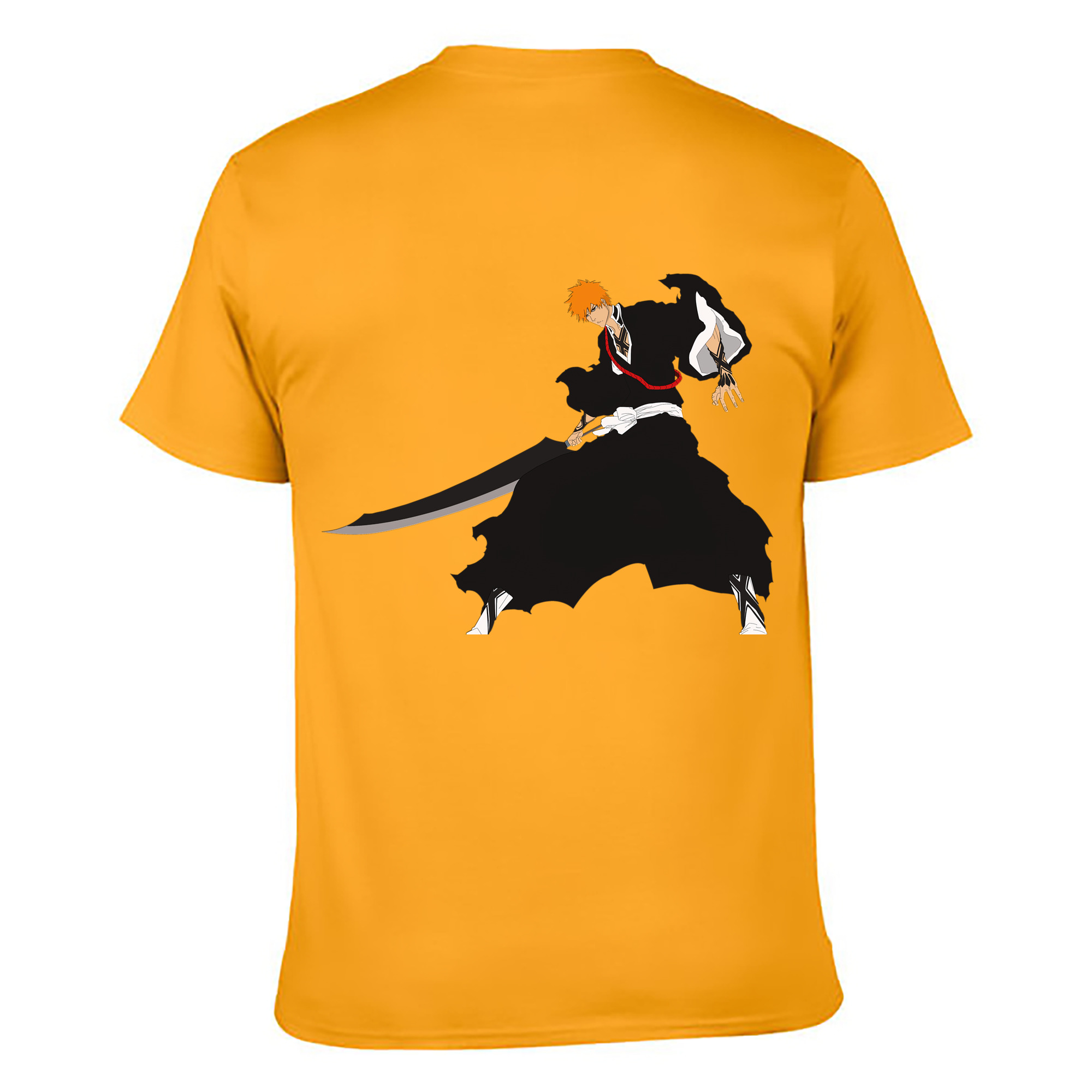 （画像用） ブリーチ 黒崎一護（くろさき いちご）BLEACH Kurosaki Ichigo 綿100％ メンズ半袖Tシャツ（バックプリント） 通気性