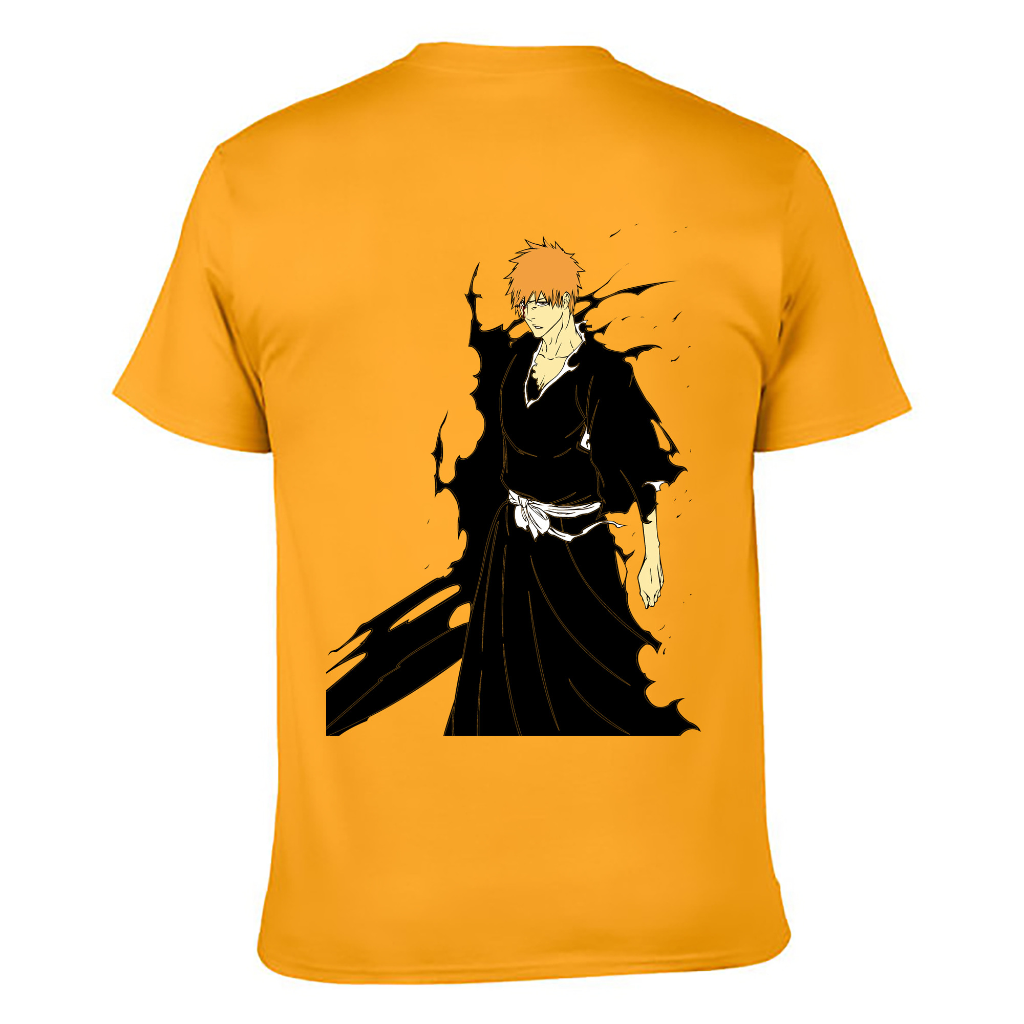 （画像用） ブリーチ 黒崎一護（くろさき いちご）BLEACH Kurosaki Ichigo 綿100％ メンズ半袖Tシャツ（バックプリント） 通気性
