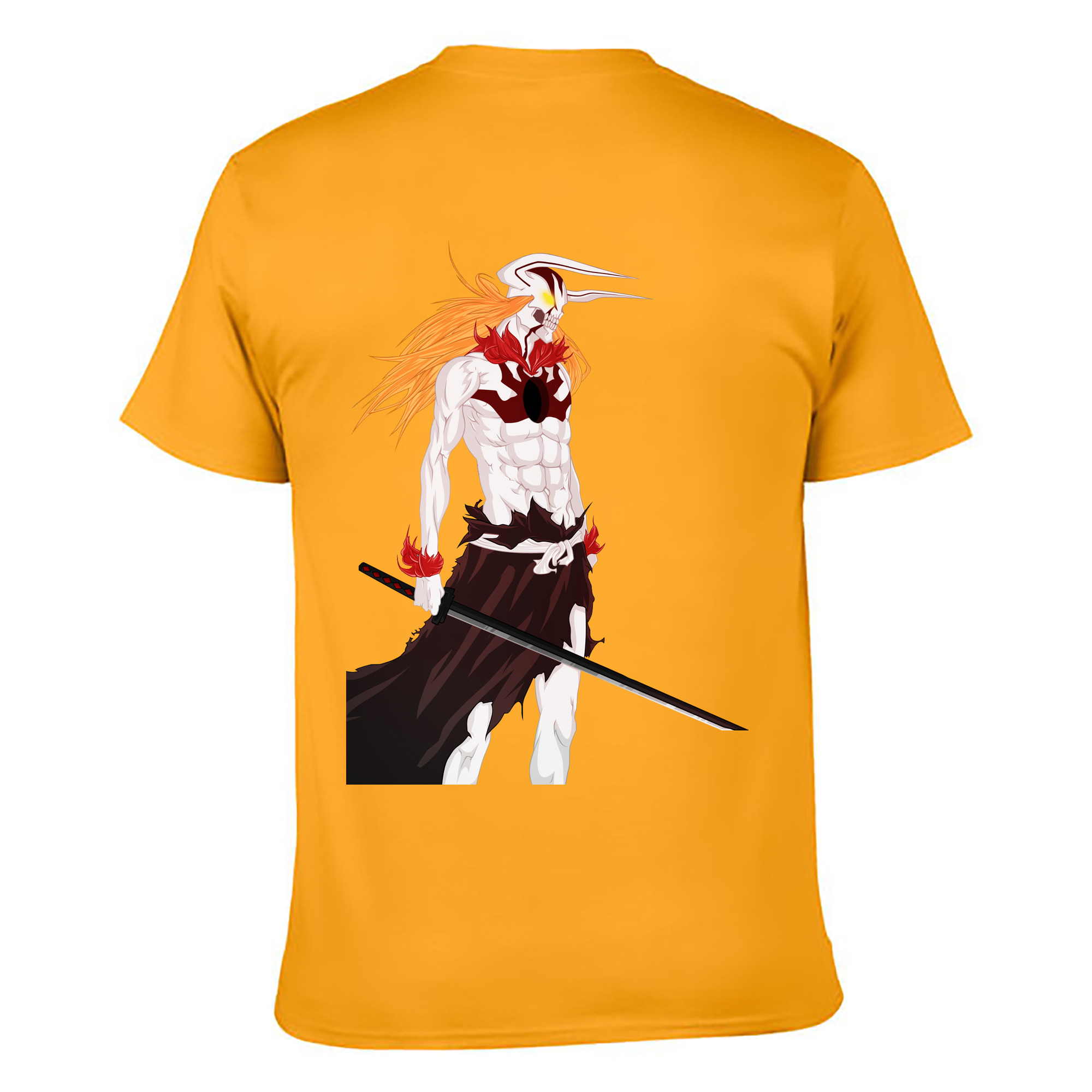 （画像用） ブリーチ 黒崎一護（くろさき いちご）BLEACH Kurosaki Ichigo 綿100％ メンズ半袖Tシャツ（バックプリント） 通気性