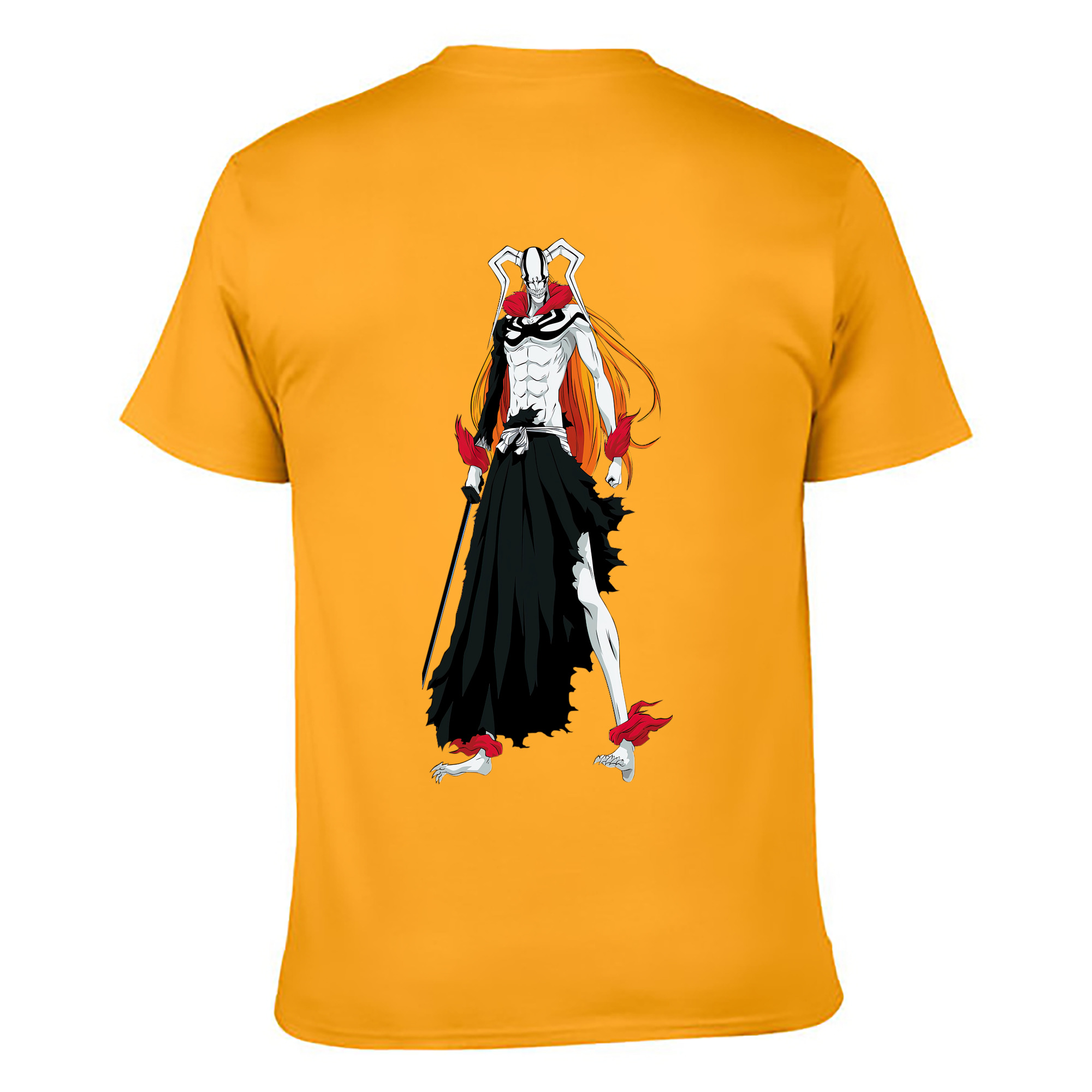 （画像用） ブリーチ 黒崎一護（くろさき いちご）BLEACH Kurosaki Ichigo 綿100％ メンズ半袖Tシャツ（バックプリント） 通気性