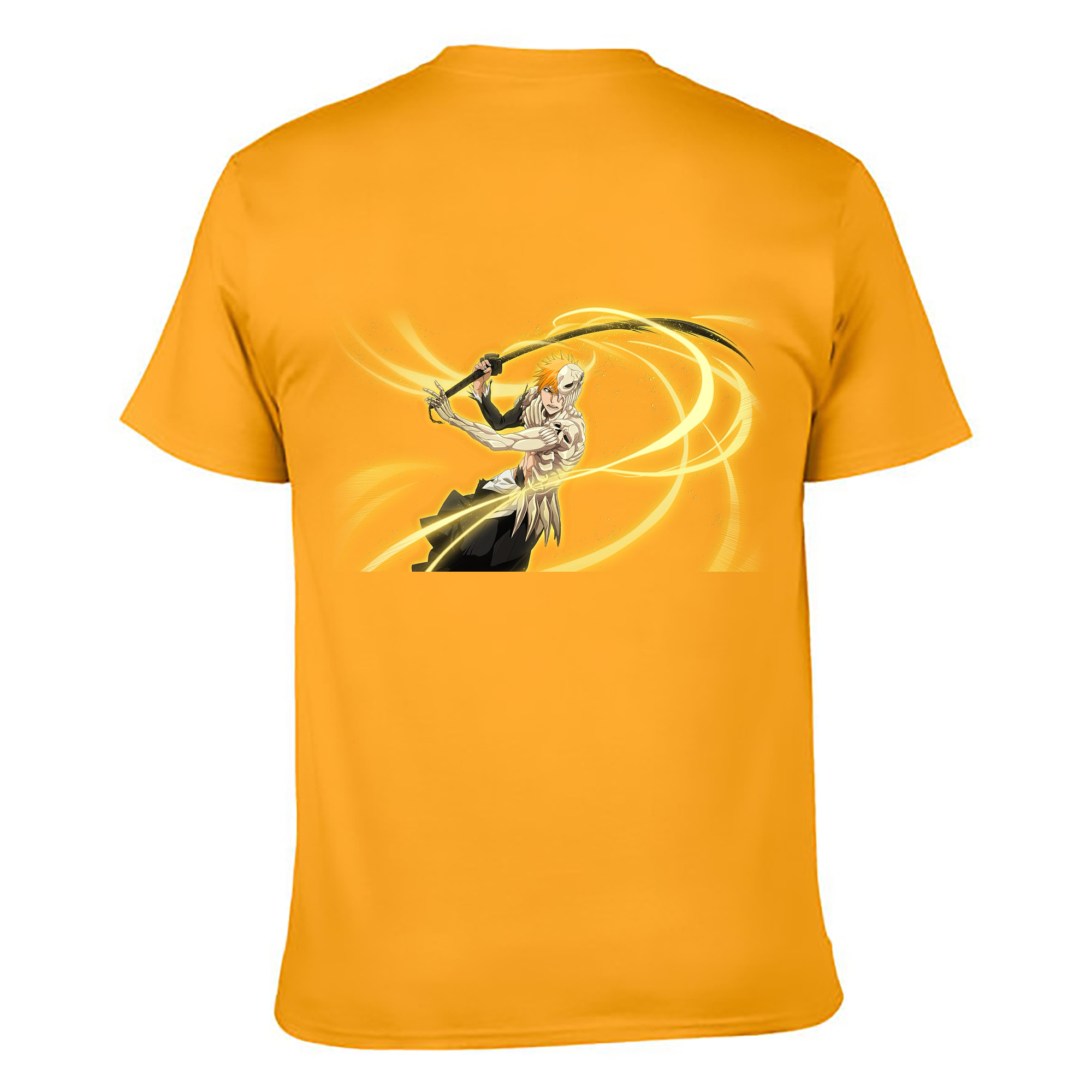 （画像用） ブリーチ 黒崎一護（くろさき いちご）BLEACH Kurosaki Ichigo 綿100％ メンズ半袖Tシャツ（バックプリント） 通気性