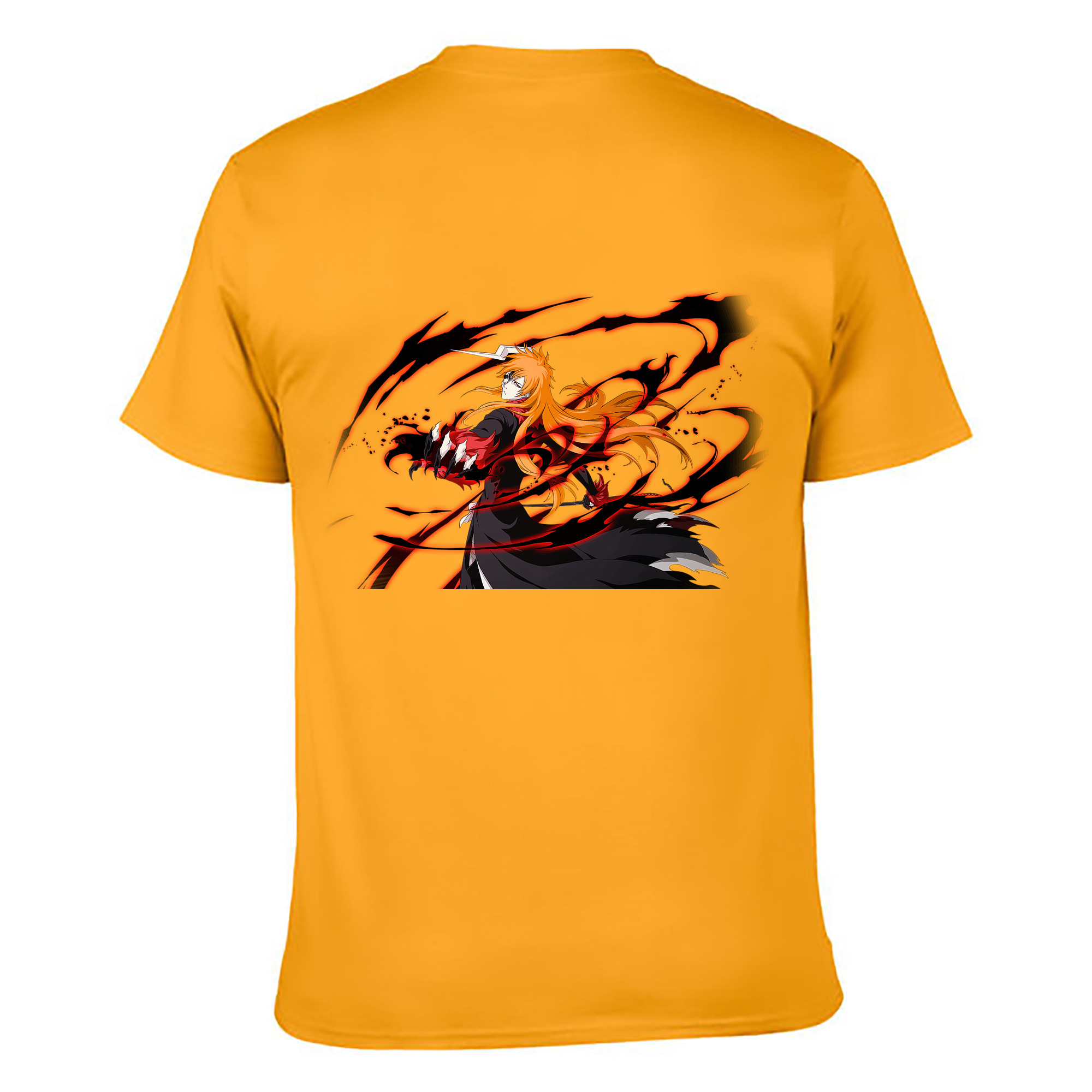 （画像用） ブリーチ 黒崎一護（くろさき いちご）BLEACH Kurosaki Ichigo 綿100％ メンズ半袖Tシャツ（バックプリント） 通気性