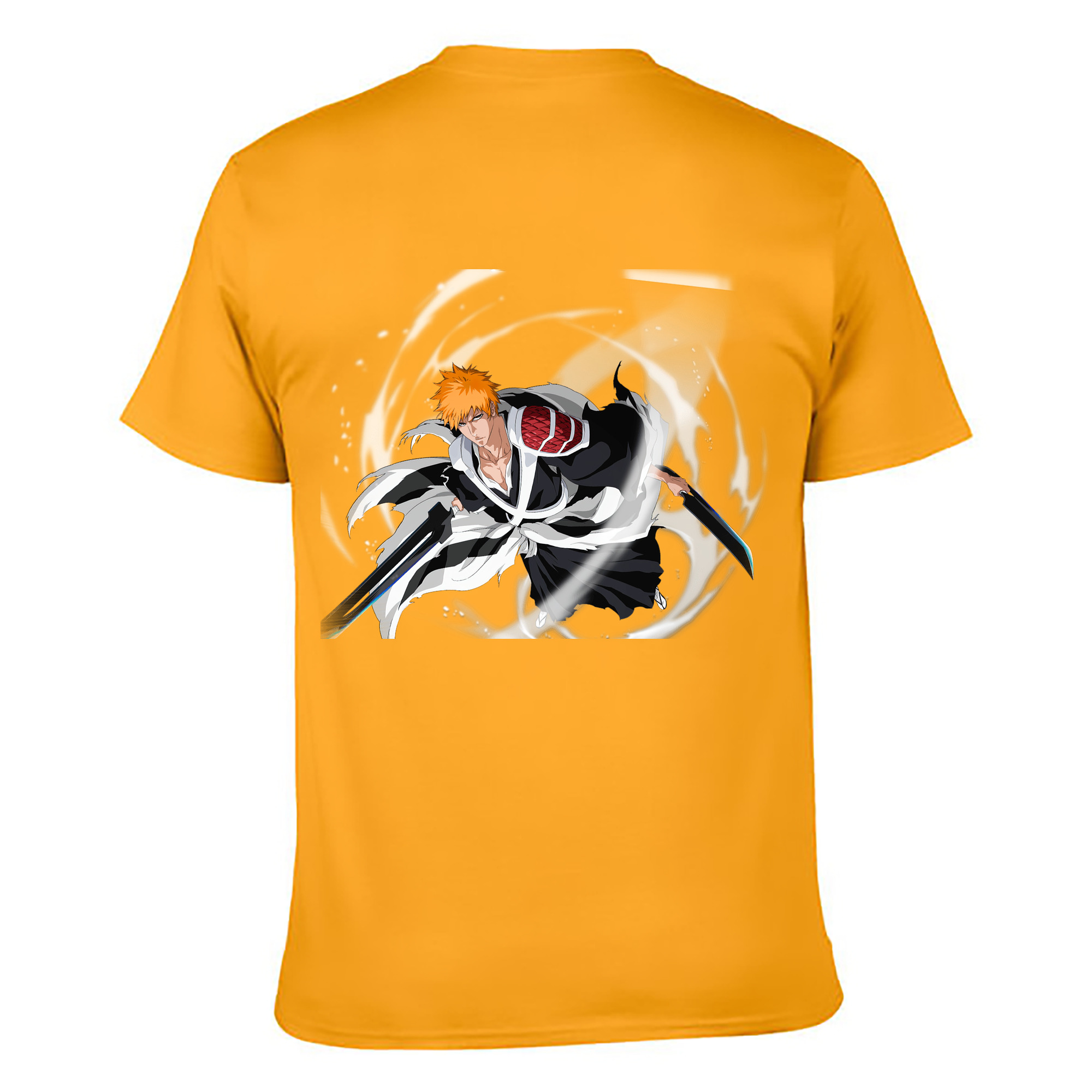 （画像用） ブリーチ 黒崎一護（くろさき いちご）BLEACH Kurosaki Ichigo 綿100％ メンズ半袖Tシャツ（バックプリント） 通気性
