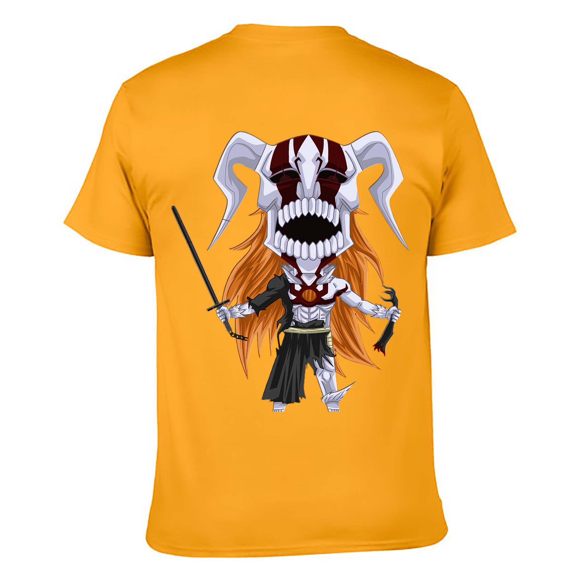 （画像用） ブリーチ 黒崎一護（くろさき いちご）BLEACH Kurosaki Ichigo 綿100％ メンズ半袖Tシャツ（バックプリント） 通気性
