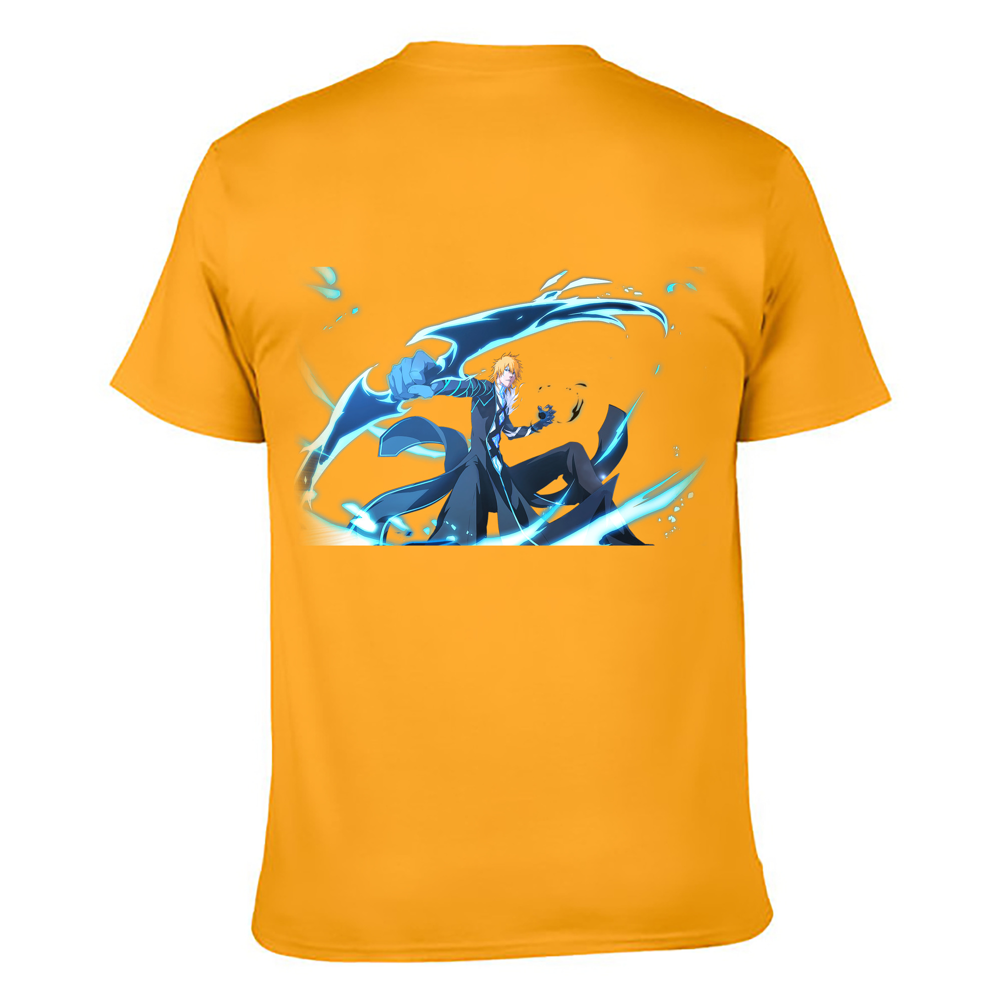 （画像用） ブリーチ 黒崎一護（くろさき いちご）BLEACH Kurosaki Ichigo 綿100％ メンズ半袖Tシャツ（バックプリント） 通気性