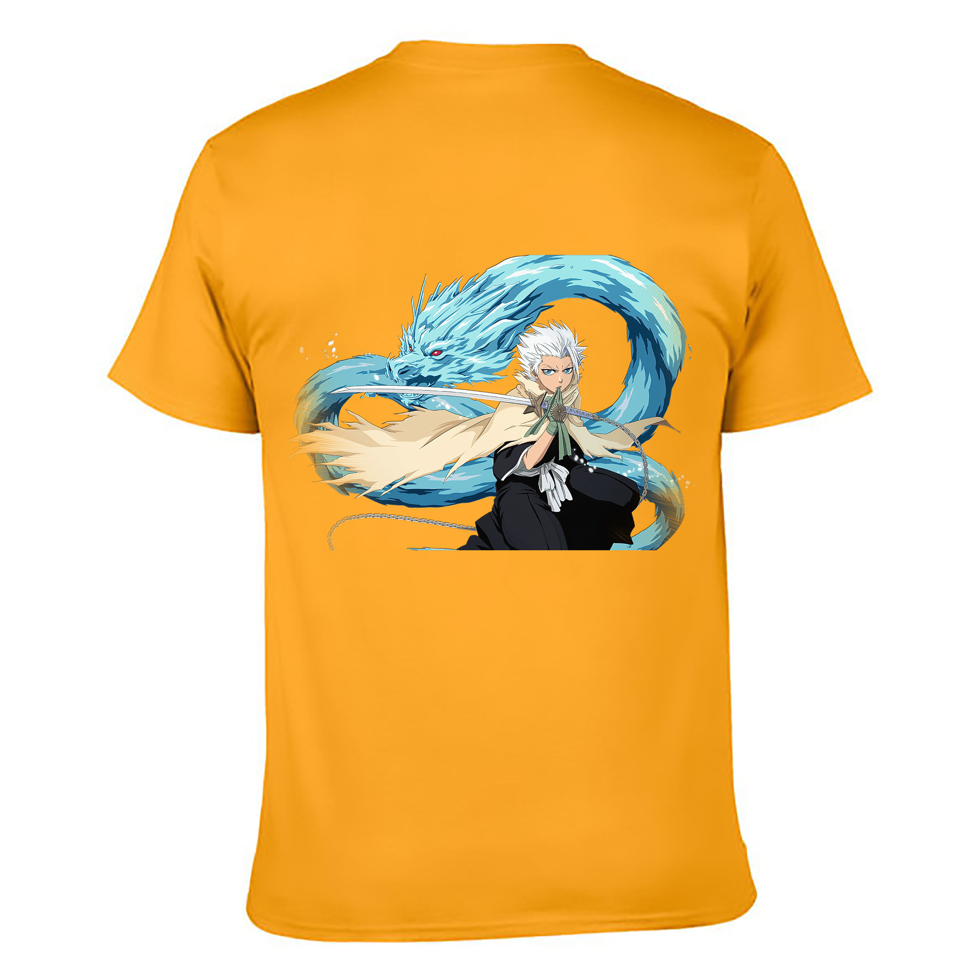 （画像用） ブリーチ 日番谷冬獅郎（ひつがや とうしろう） BLEACH Hitsugaya Toushirou 綿100％ メンズ半袖Tシャツ（バックプリント） 通気性