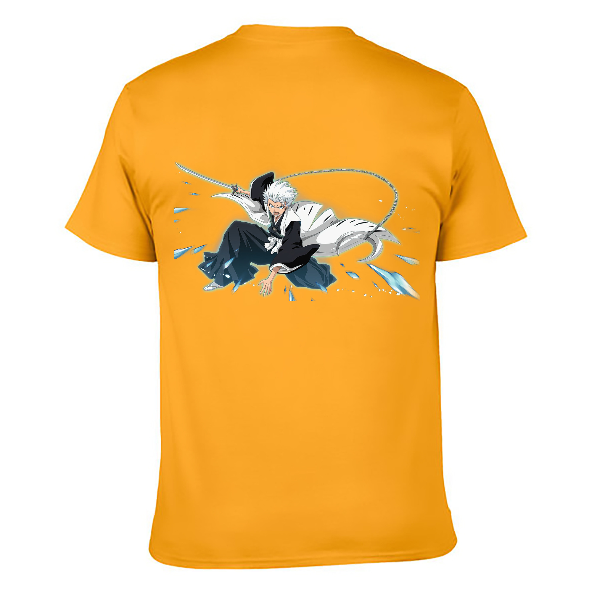 （画像用） ブリーチ 日番谷冬獅郎（ひつがや とうしろう） BLEACH Hitsugaya Toushirou 綿100％ メンズ半袖Tシャツ（バックプリント） 通気性