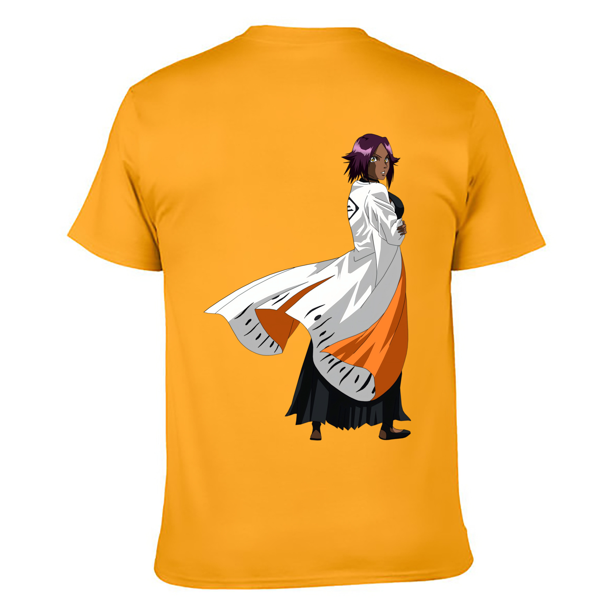（画像用） ブリーチ 四楓院 夜一（しほういん よるいち） BLEACH Shihouin Yoruichi 綿100％ メンズ半袖Tシャツ（バックプリント） 通気性