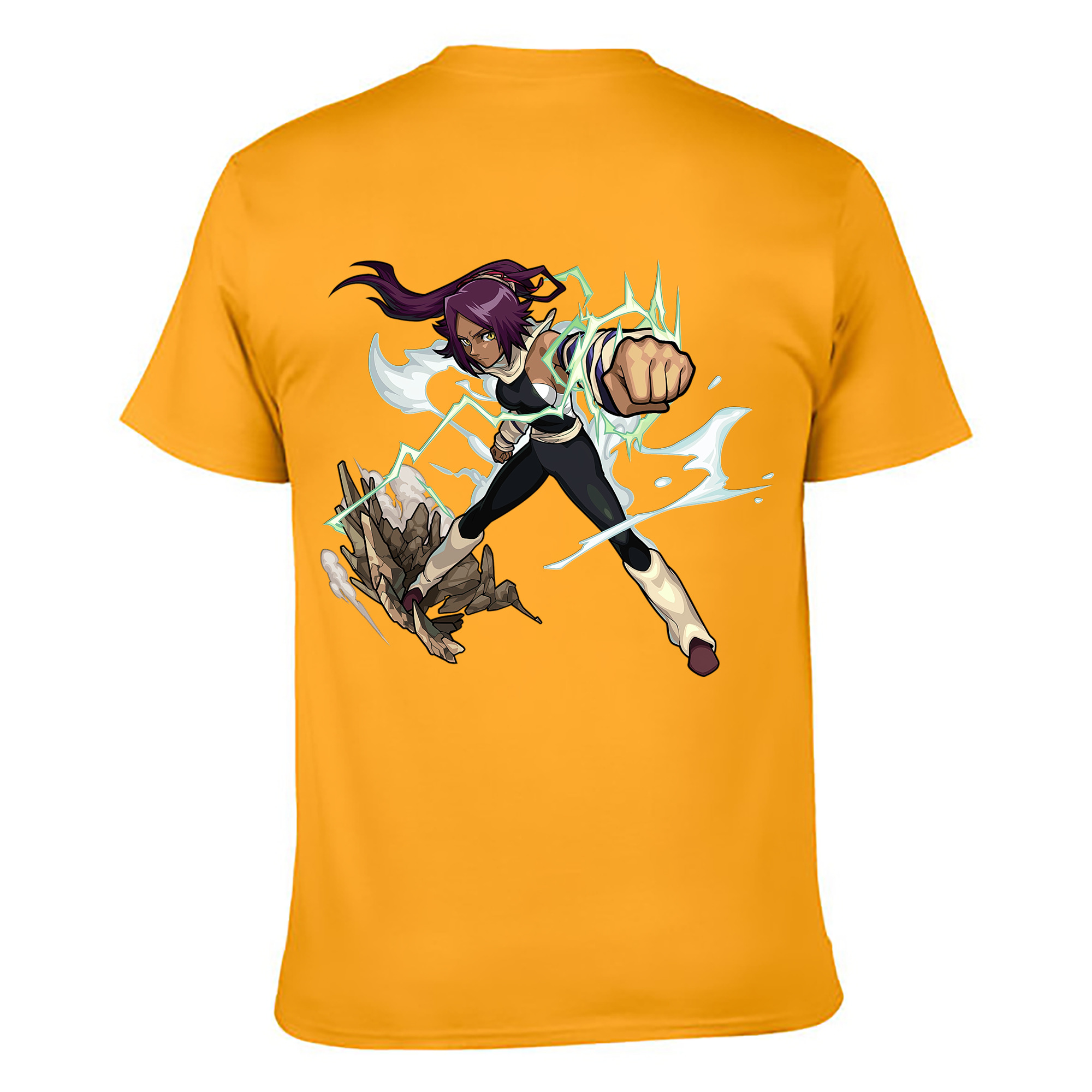 （画像用） ブリーチ 四楓院 夜一（しほういん よるいち） BLEACH Shihouin Yoruichi 綿100％ メンズ半袖Tシャツ（バックプリント） 通気性