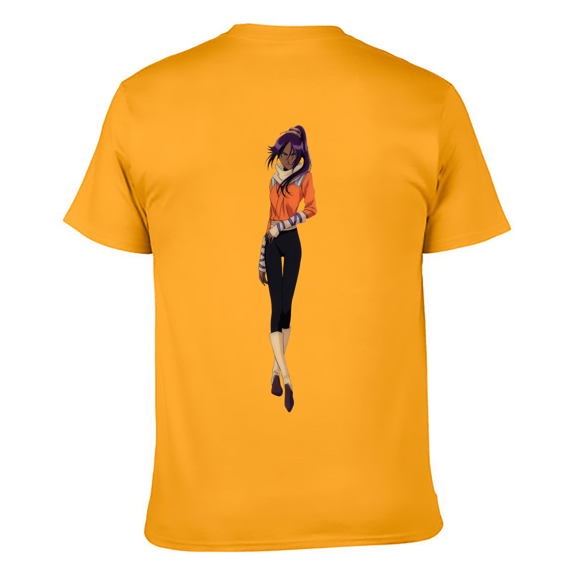 （画像用） ブリーチ 四楓院 夜一（しほういん よるいち） BLEACH Shihouin Yoruichi 綿100％ メンズ半袖Tシャツ（バックプリント） 通気性