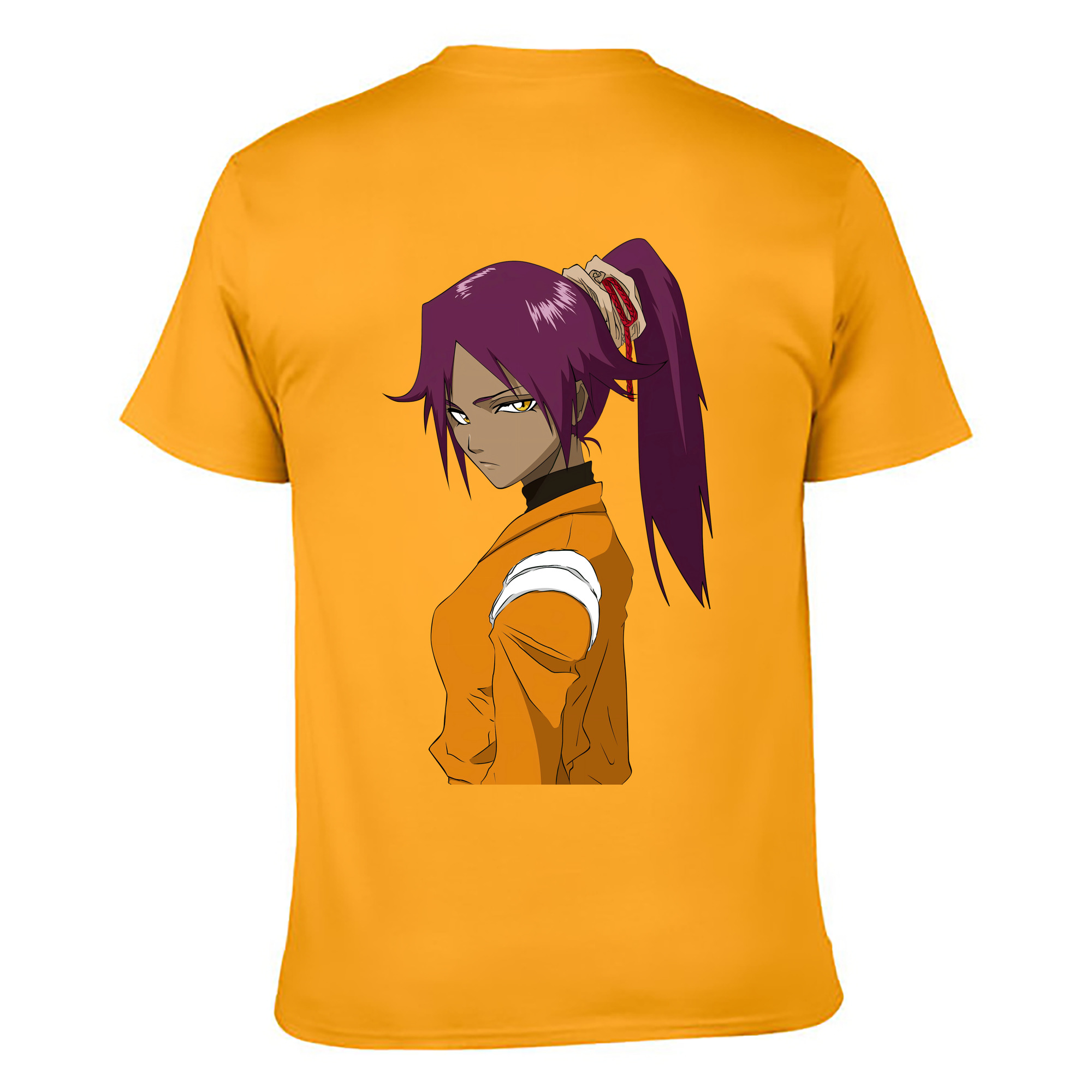 （画像用） ブリーチ 四楓院 夜一（しほういん よるいち） BLEACH Shihouin Yoruichi 綿100％ メンズ半袖Tシャツ（バックプリント） 通気性