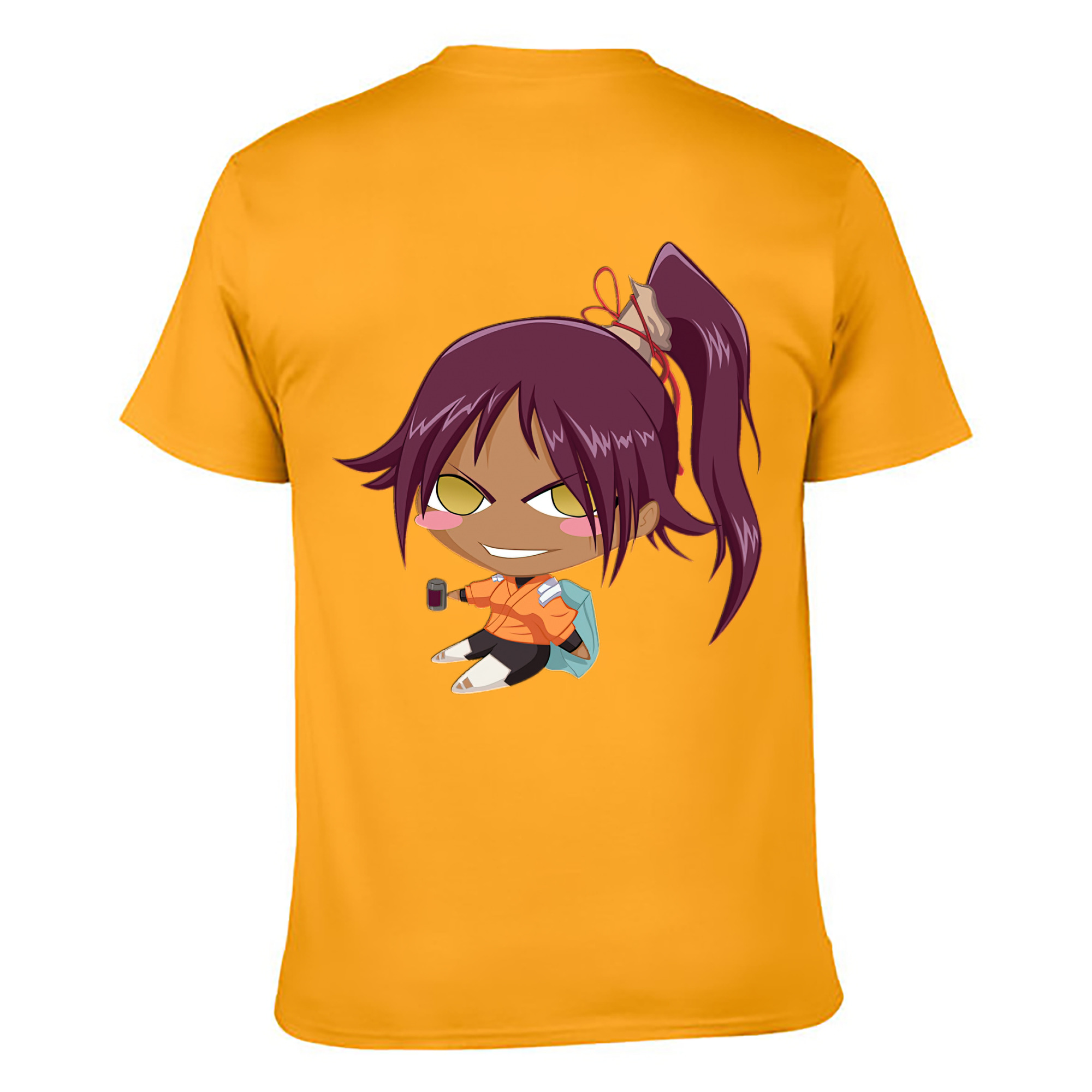 （画像用） ブリーチ 四楓院 夜一（しほういん よるいち） BLEACH Shihouin Yoruichi 綿100％ メンズ半袖Tシャツ（バックプリント） 通気性