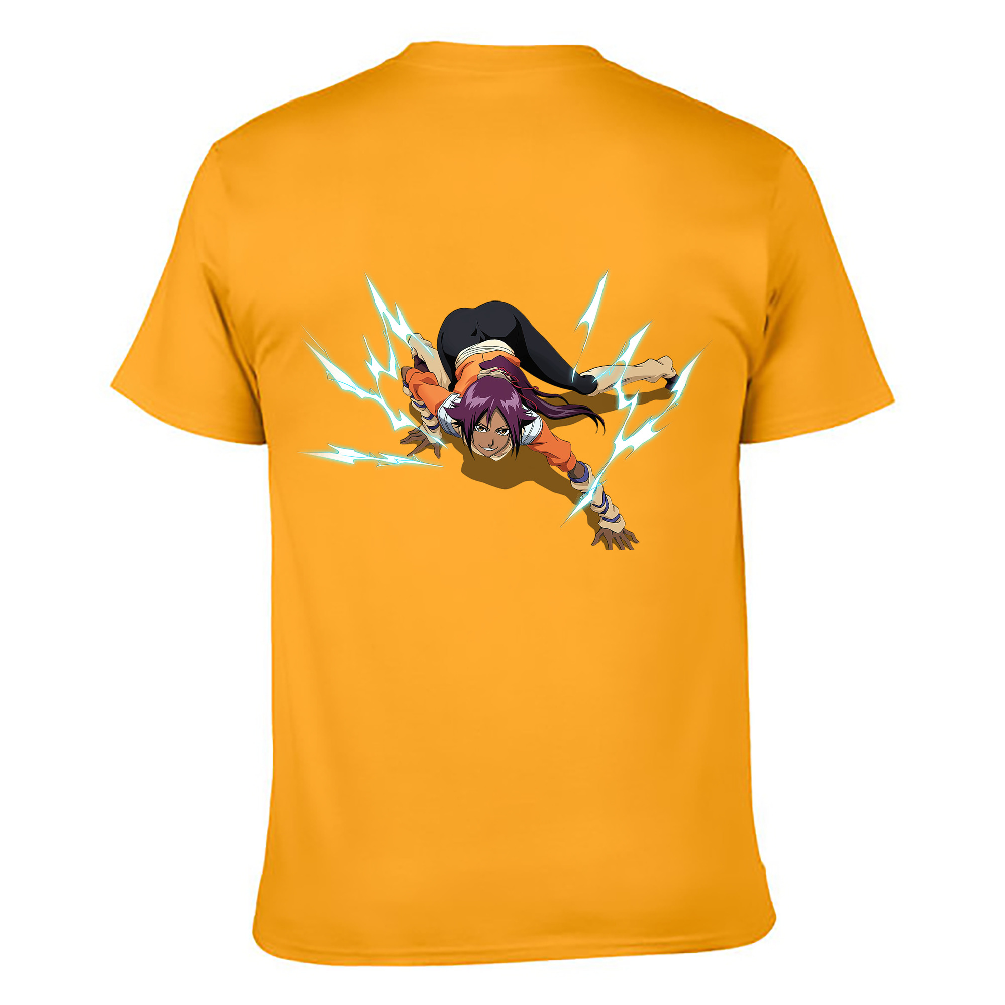 （画像用） ブリーチ 四楓院 夜一（しほういん よるいち） BLEACH Shihouin Yoruichi 綿100％ メンズ半袖Tシャツ（バックプリント） 通気性