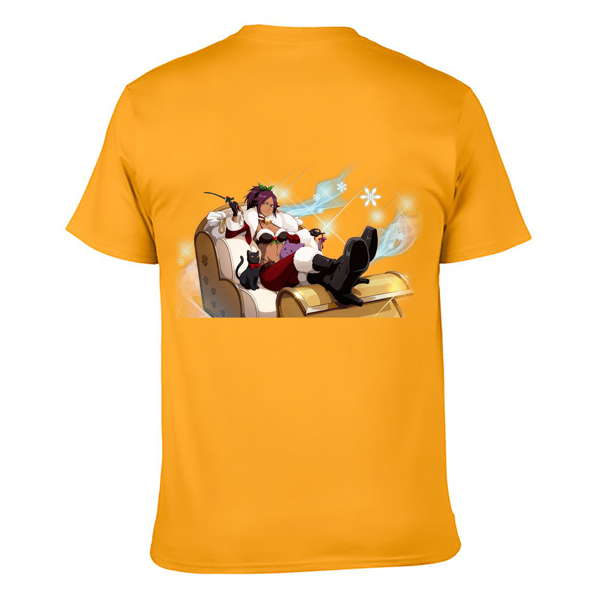 （画像用） ブリーチ 四楓院 夜一（しほういん よるいち） BLEACH Shihouin Yoruichi 綿100％ メンズ半袖Tシャツ（バックプリント） 通気性
