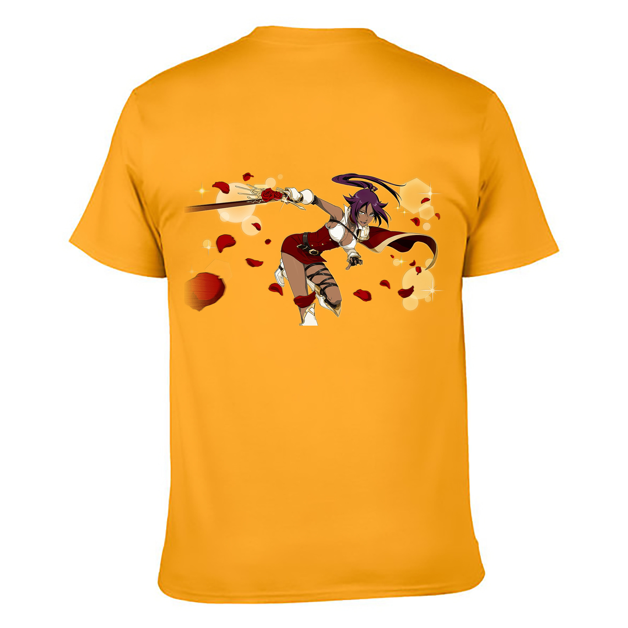 （画像用） ブリーチ 四楓院 夜一（しほういん よるいち） BLEACH Shihouin Yoruichi 綿100％ メンズ半袖Tシャツ（バックプリント） 通気性