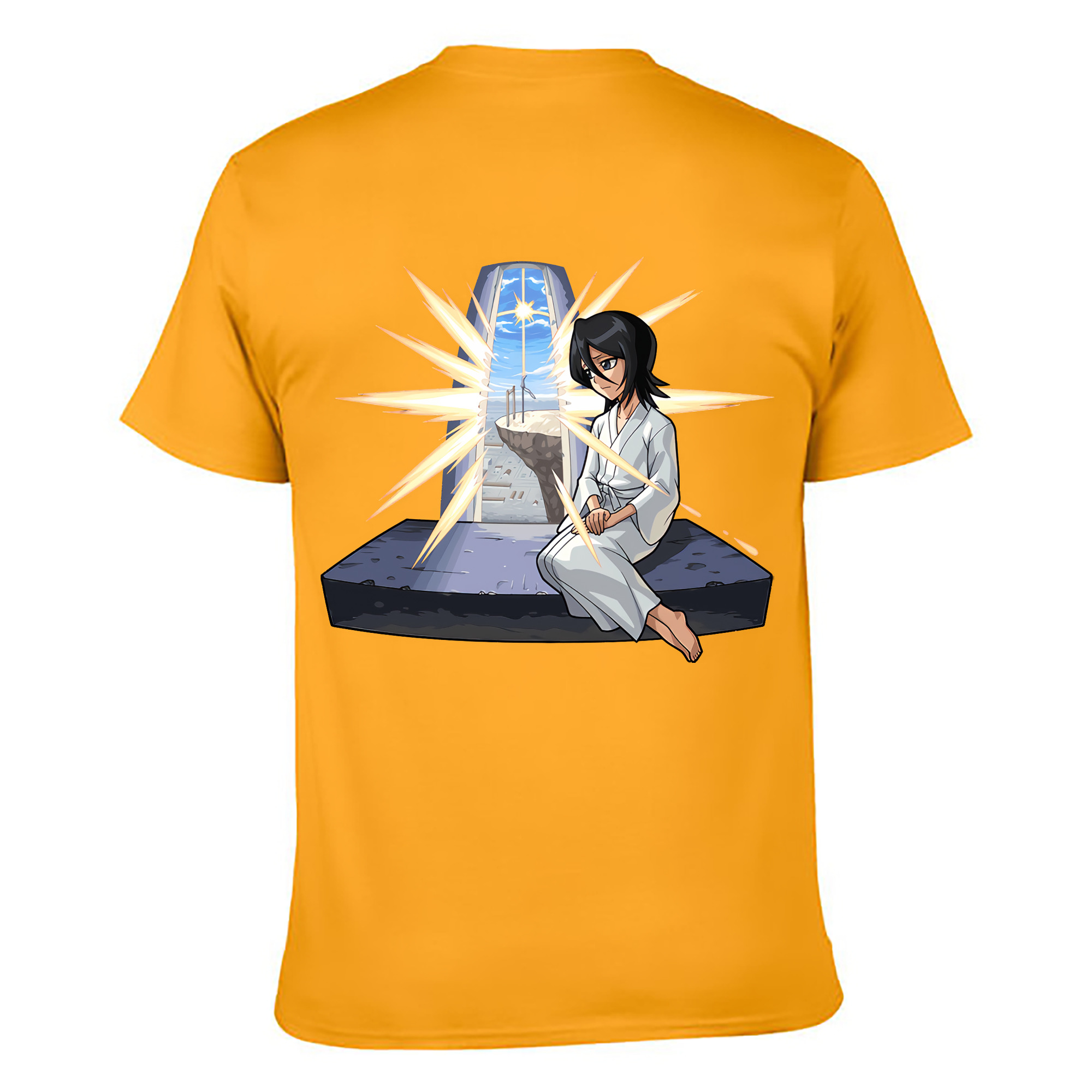 （画像用） ブリーチ 朽木ルキア BLEACH Kuchiki Rukia 綿100％ メンズ半袖Tシャツ（バックプリント） 通気性