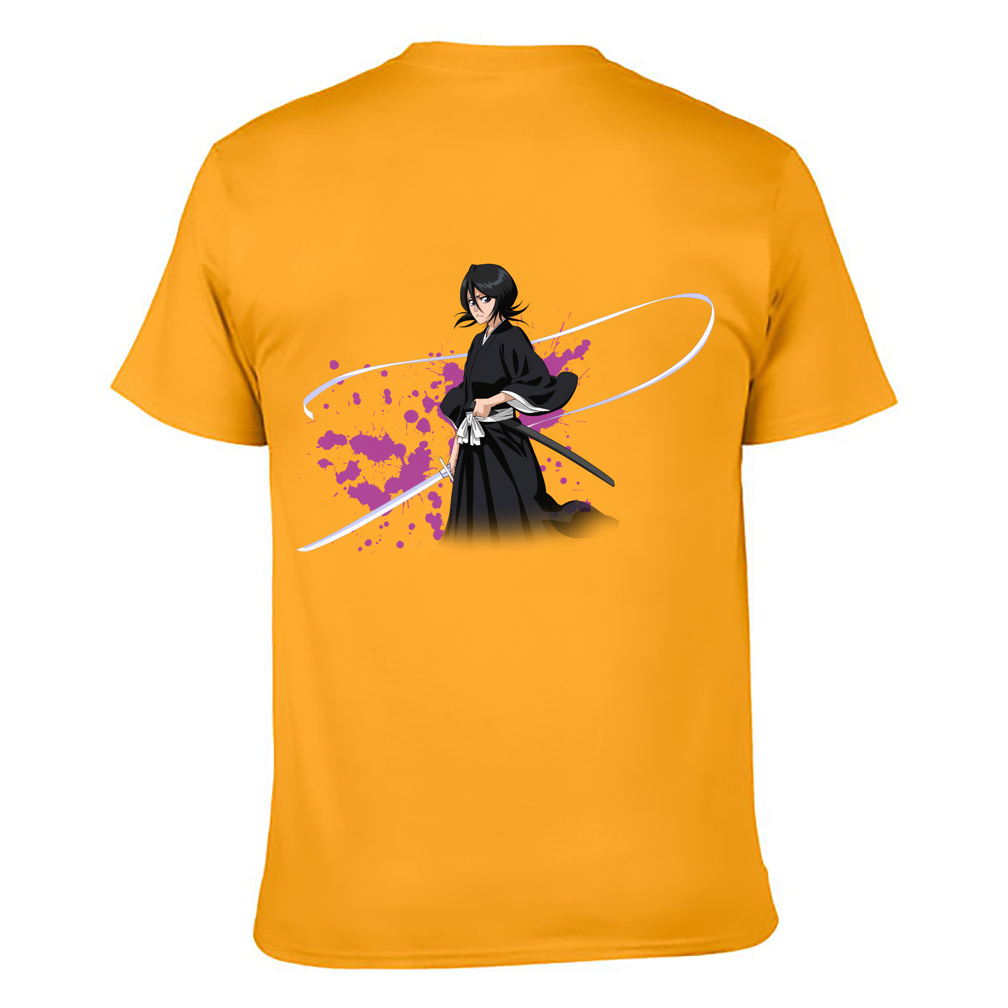 （画像用） ブリーチ 朽木ルキア BLEACH Kuchiki Rukia 綿100％ メンズ半袖Tシャツ（バックプリント） 通気性