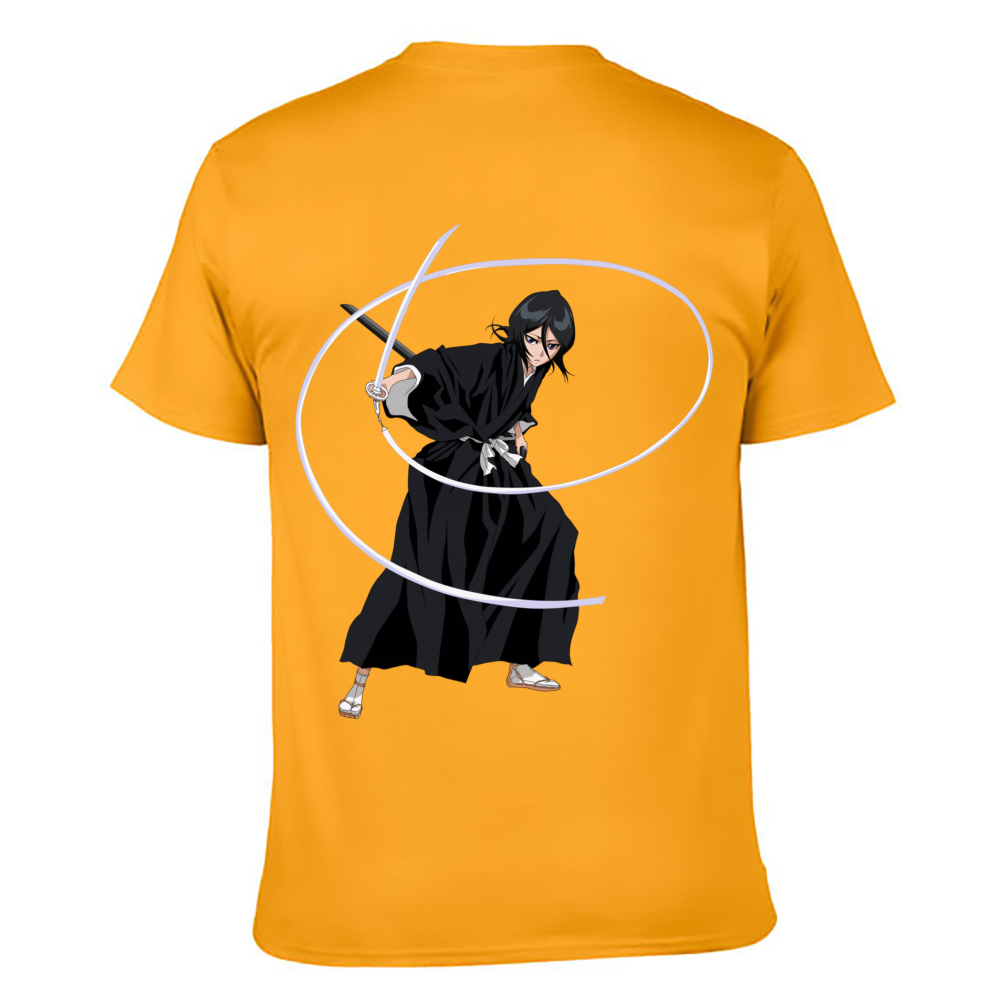 （画像用） ブリーチ 朽木ルキア BLEACH Kuchiki Rukia 綿100％ メンズ半袖Tシャツ（バックプリント） 通気性